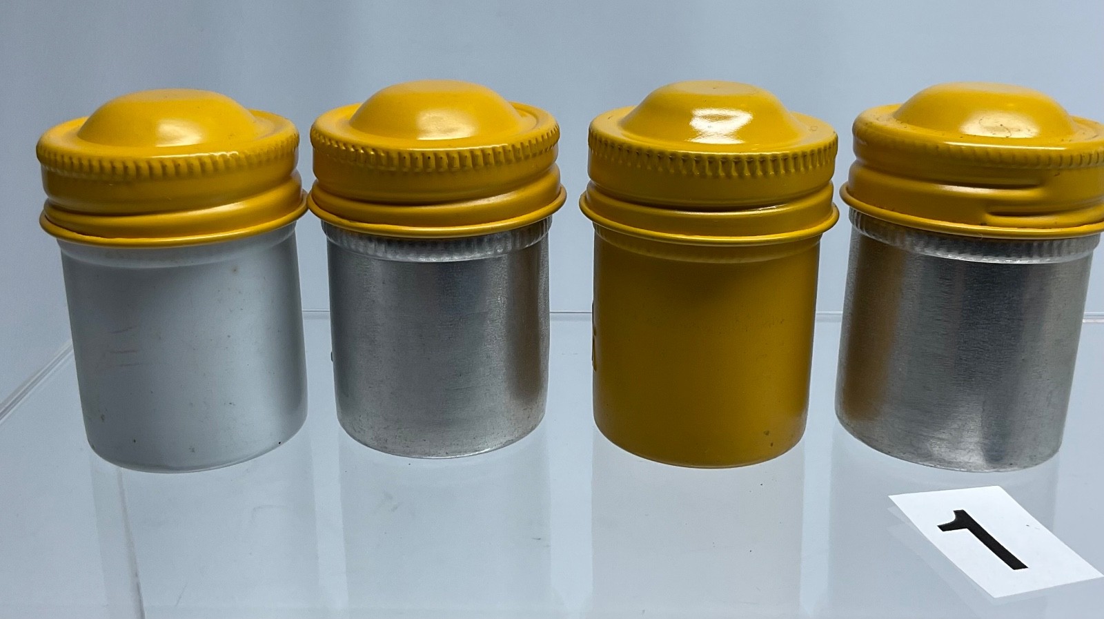 4 VTG Lot Kodak 35mm Film Roll Embossed Container Metal Tin Can Canister yellow