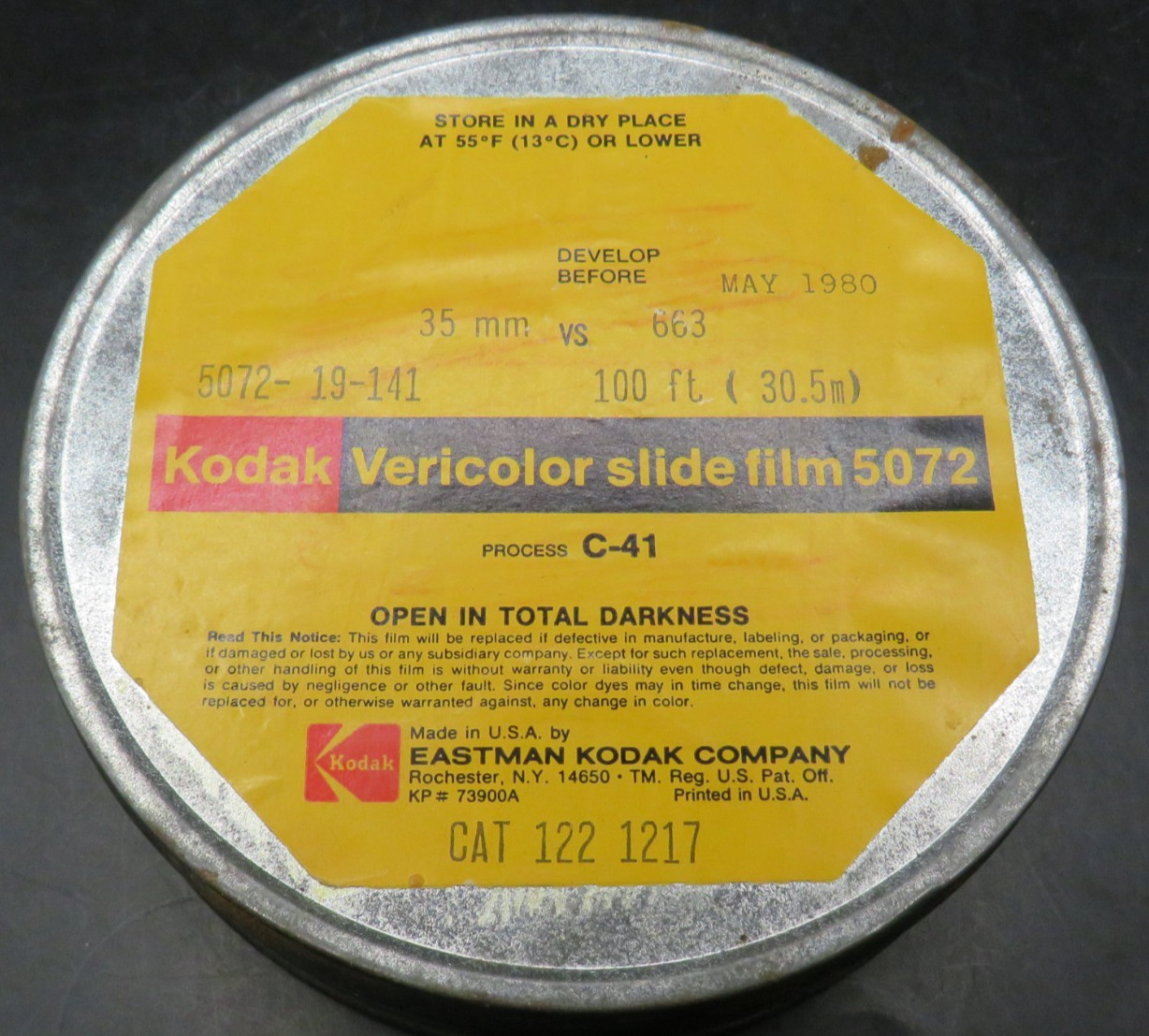 Kodak Eastman EKC NO. 2349 5.5″ Round X 1 3/4″ Height Tin Movie Film Can