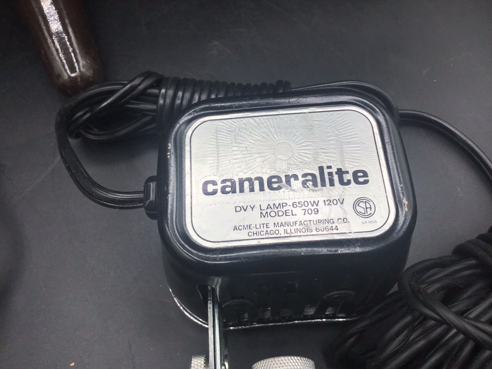 4 Vtg Movie Camera lights – Kodak Supermite, Sylvania Sun Gun, Acme Cameralite,