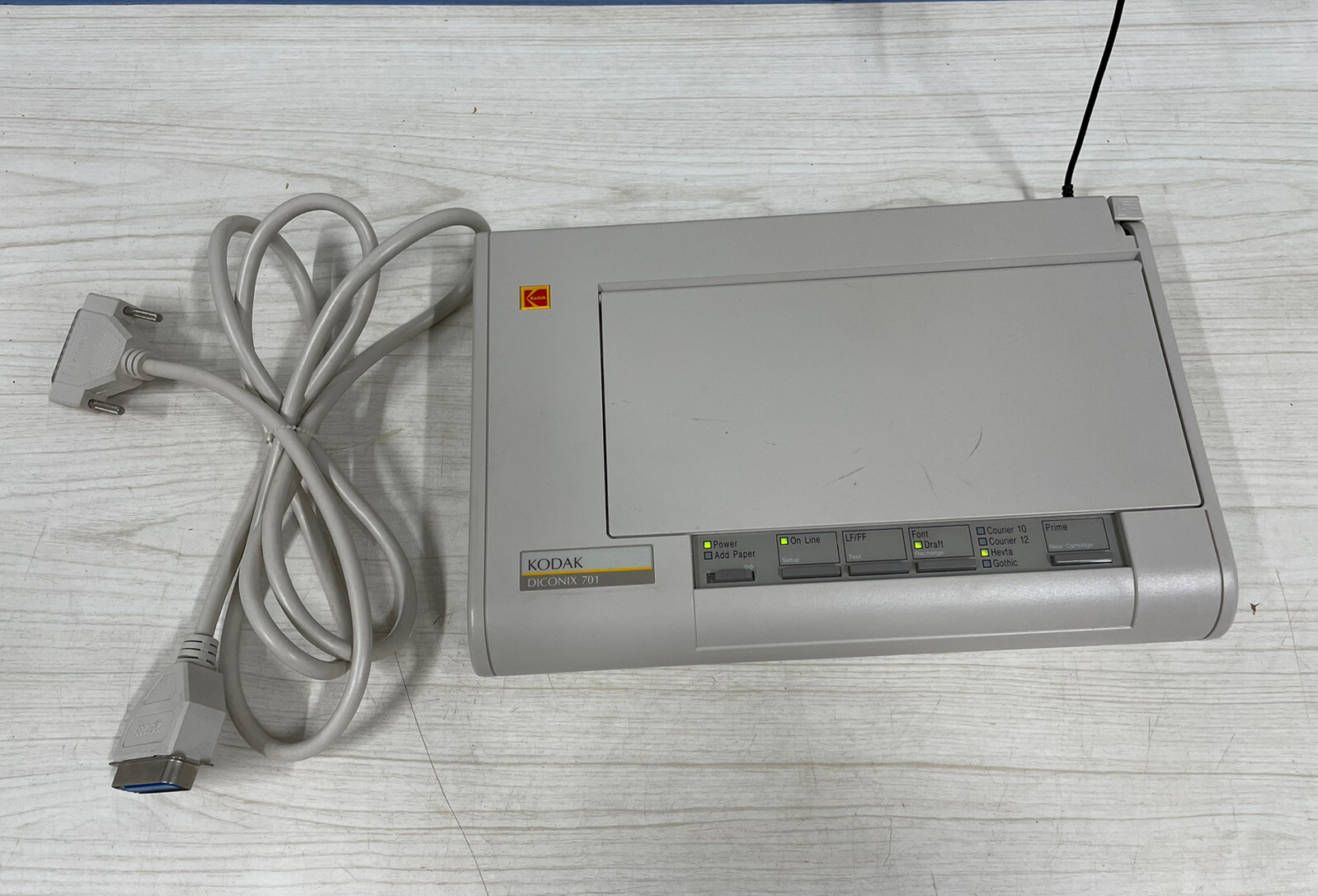Vintage Kodak Diconix 701 Printer, Cable, Power adapter powers on- Not Tested
