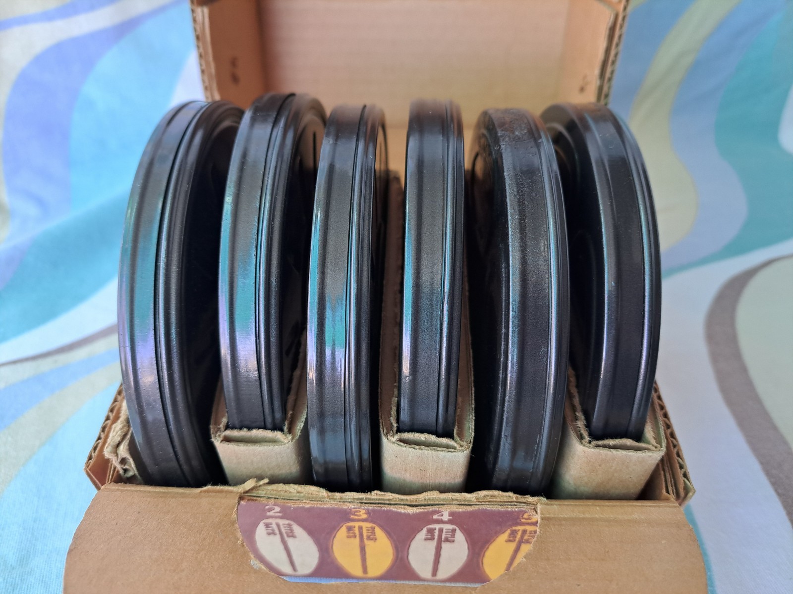 Vintage GOLDBERG BROTHERS 200′ 8mm Film Storage Cans 6 With Box & Stickers BIN30