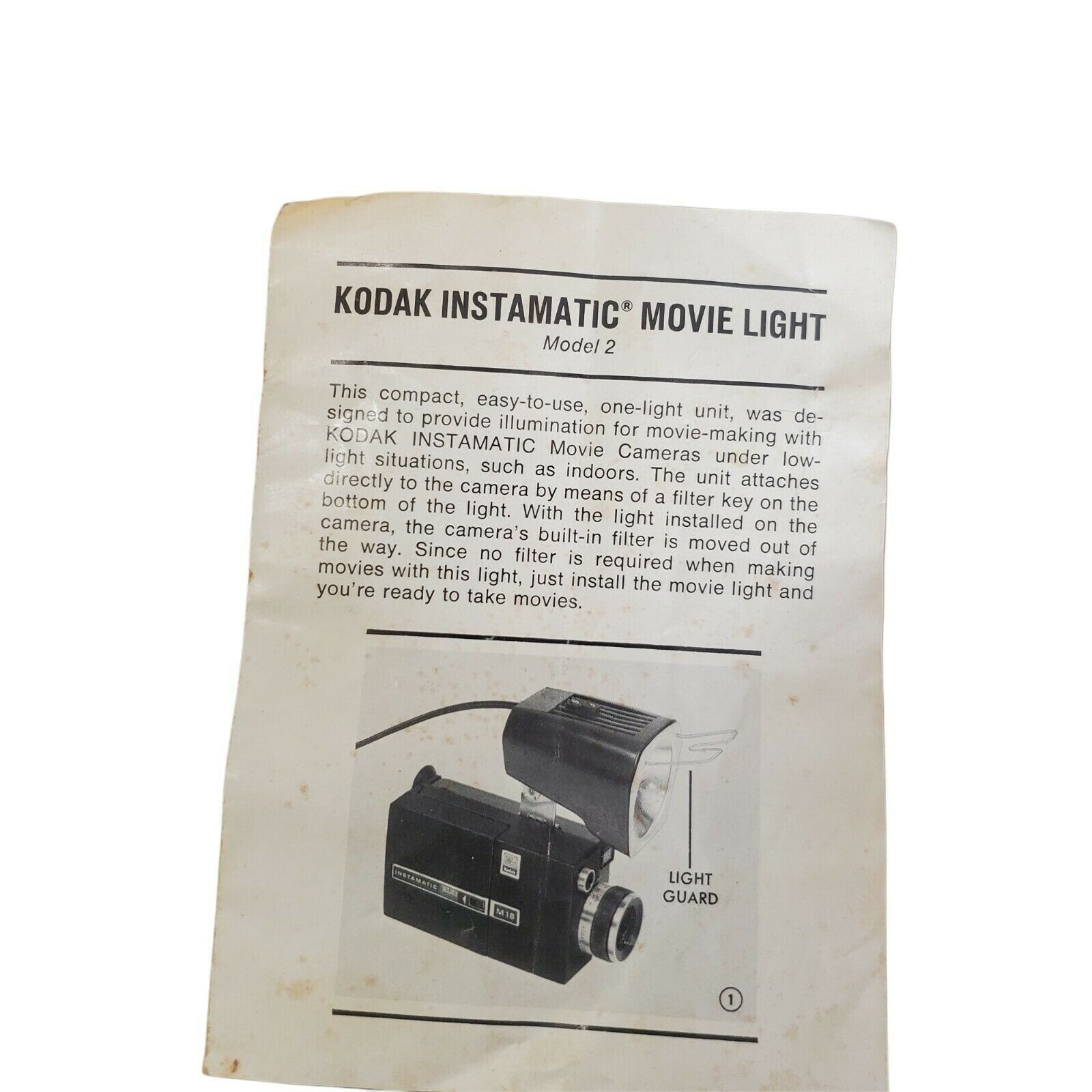 Vintage Kodak Instamatic Movie Light Model 2 Tested Works Original Box 1960s