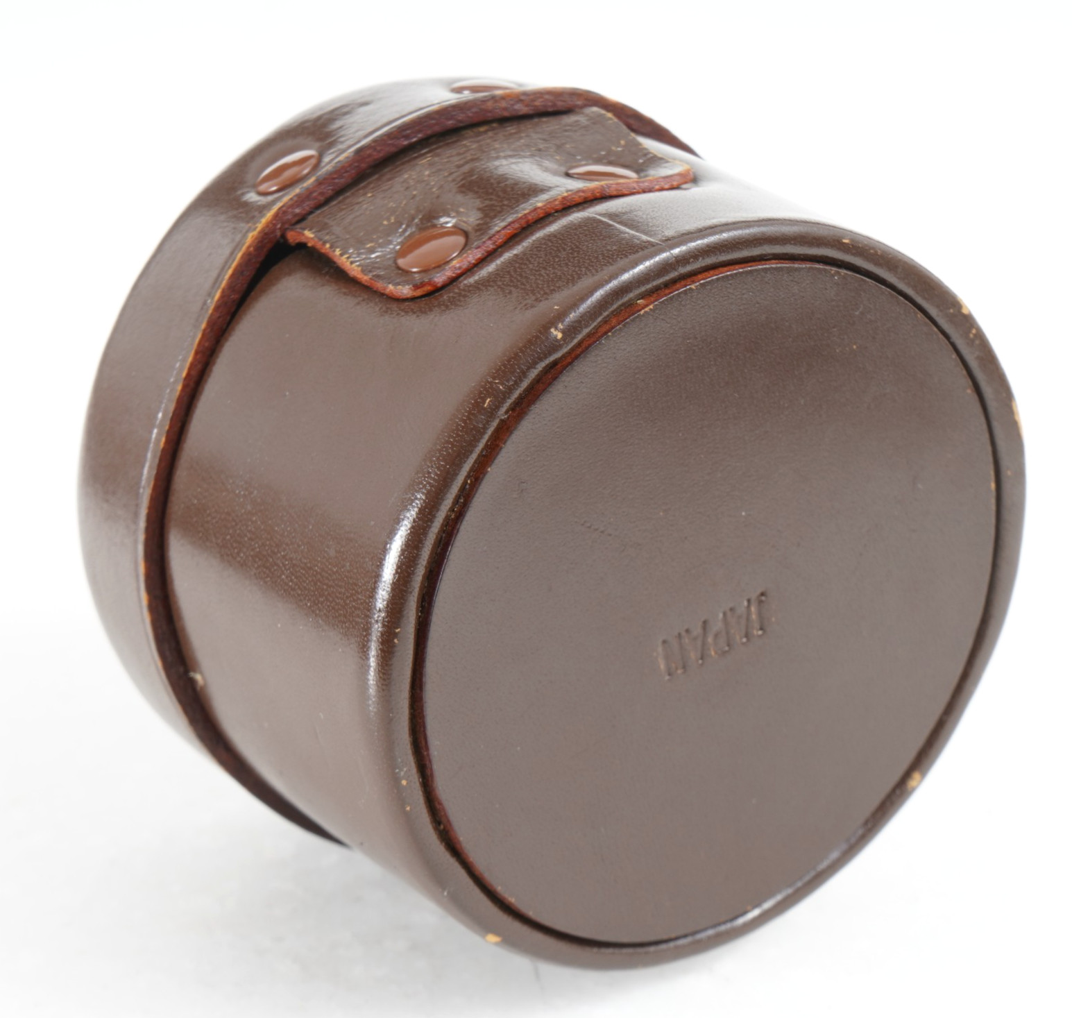 -CANON HARD BROWN LEATHER LENS CASE FOR 28MM Leice L39 Mount LENS
