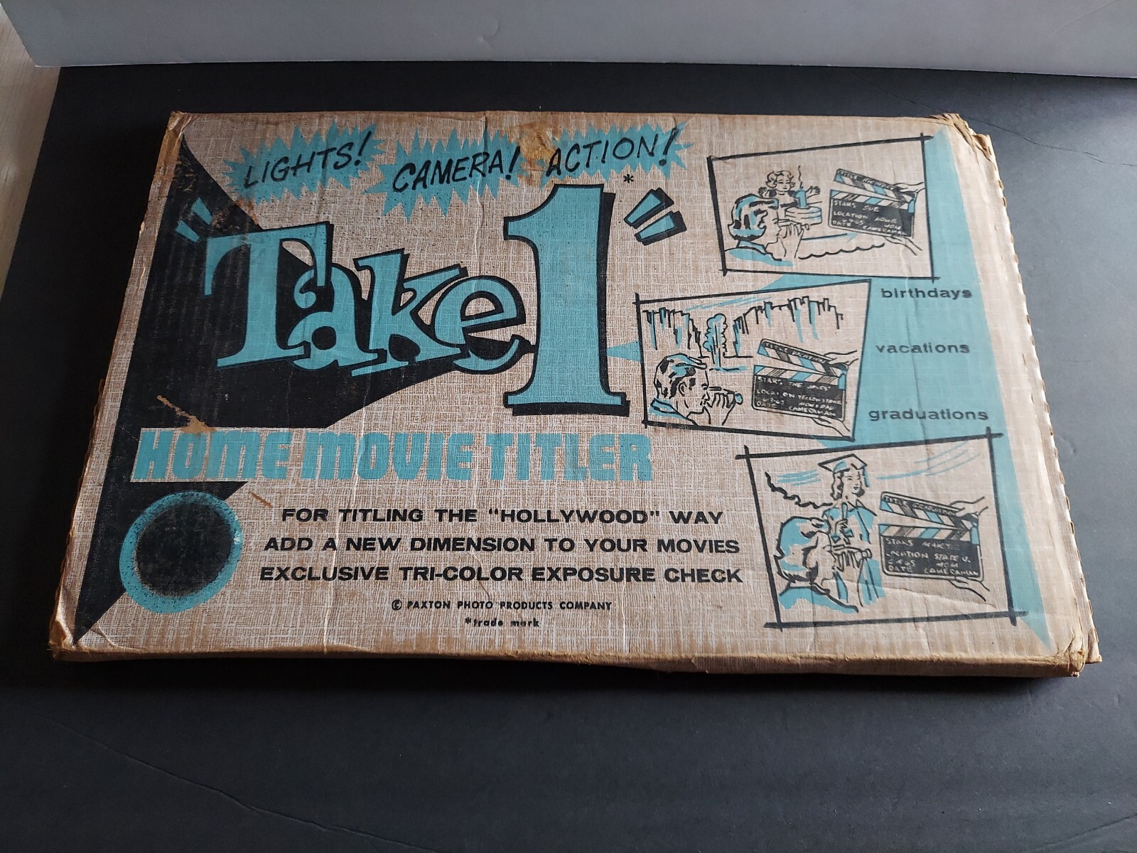 Vintage 1960s Paxton Photo Products Tricolor Take 1 Home Movie Titler in Box