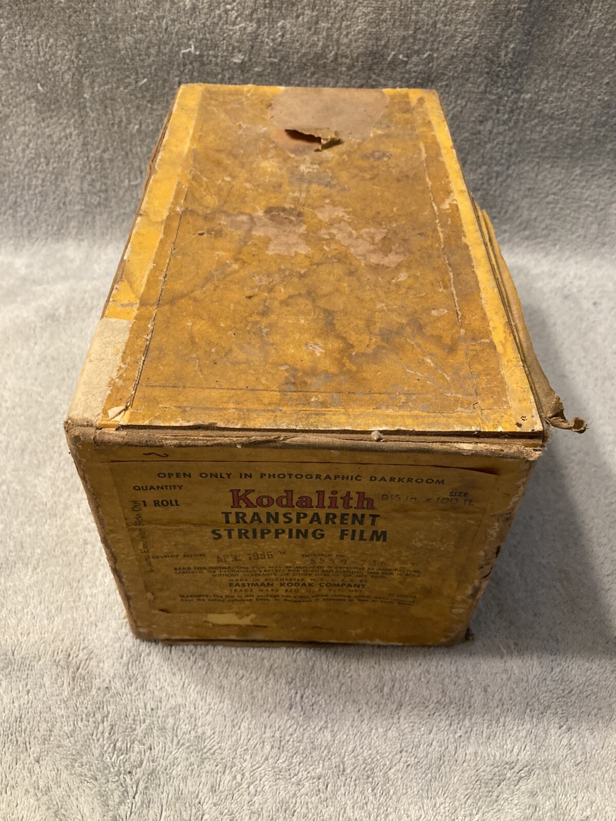 Vintage Kodak Kodalith Transparent Stripping Film Box 1956, Box Only, Empty Box.