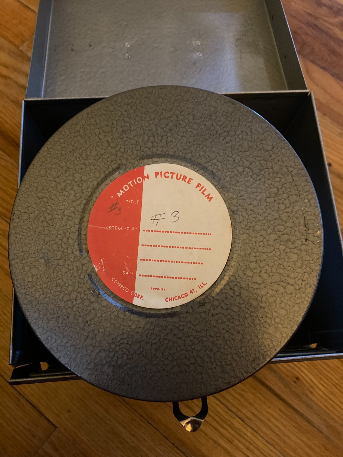 Vtg Metal Film Reel Cases + Metal Storage Case Chicago Corp. Compco