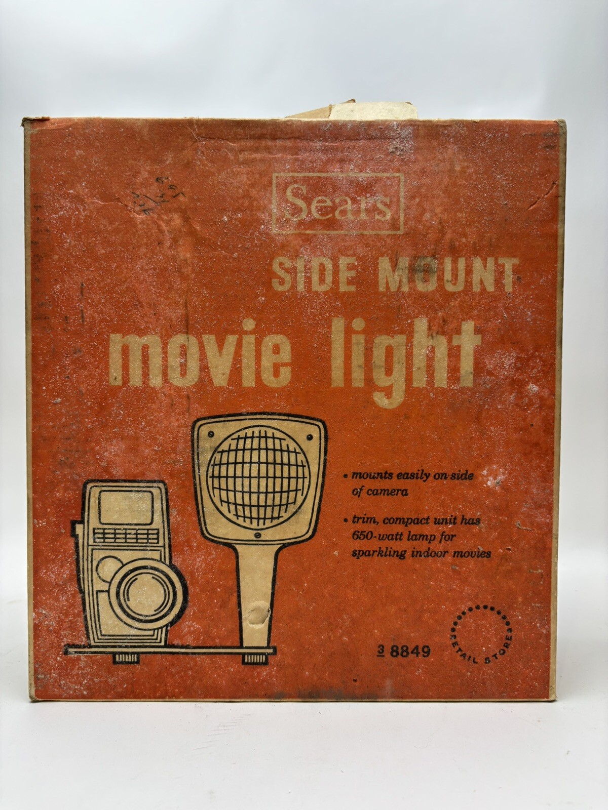 vintage Sears 110v 115v sealed beam side mount handheld movie flood light 38849