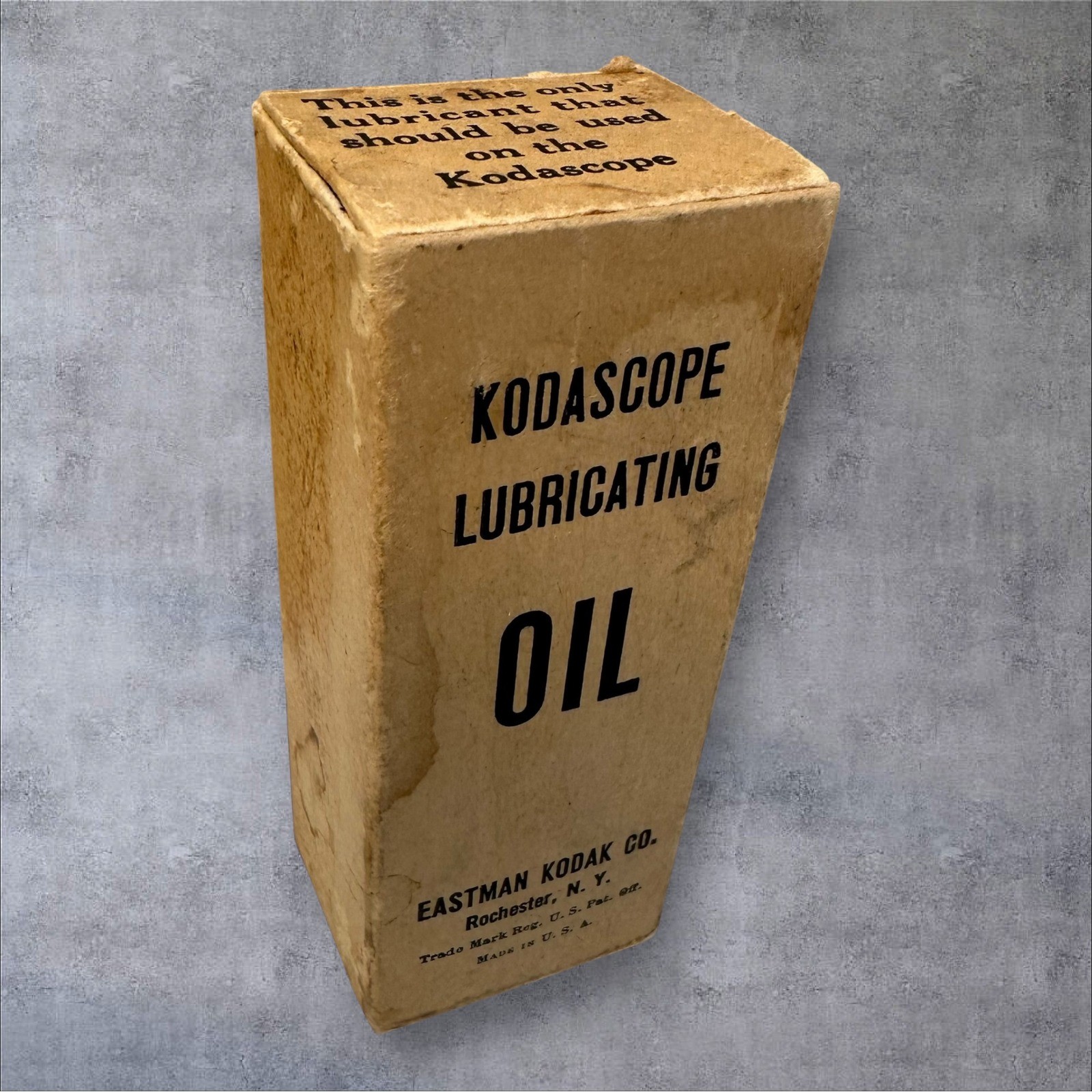 Eastman Kodak Kodascope Lubricating Oil Vintage Glass Bottle Box