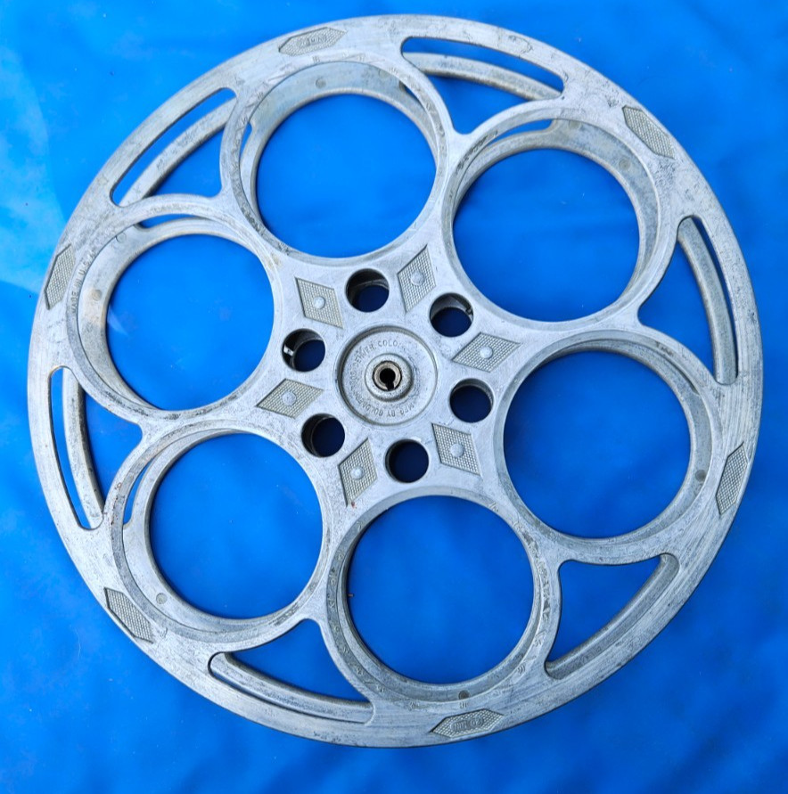 Vintage Goldberg Bros 15″ 35mm Cast Aluminum Movie Film 6 Hole Reel