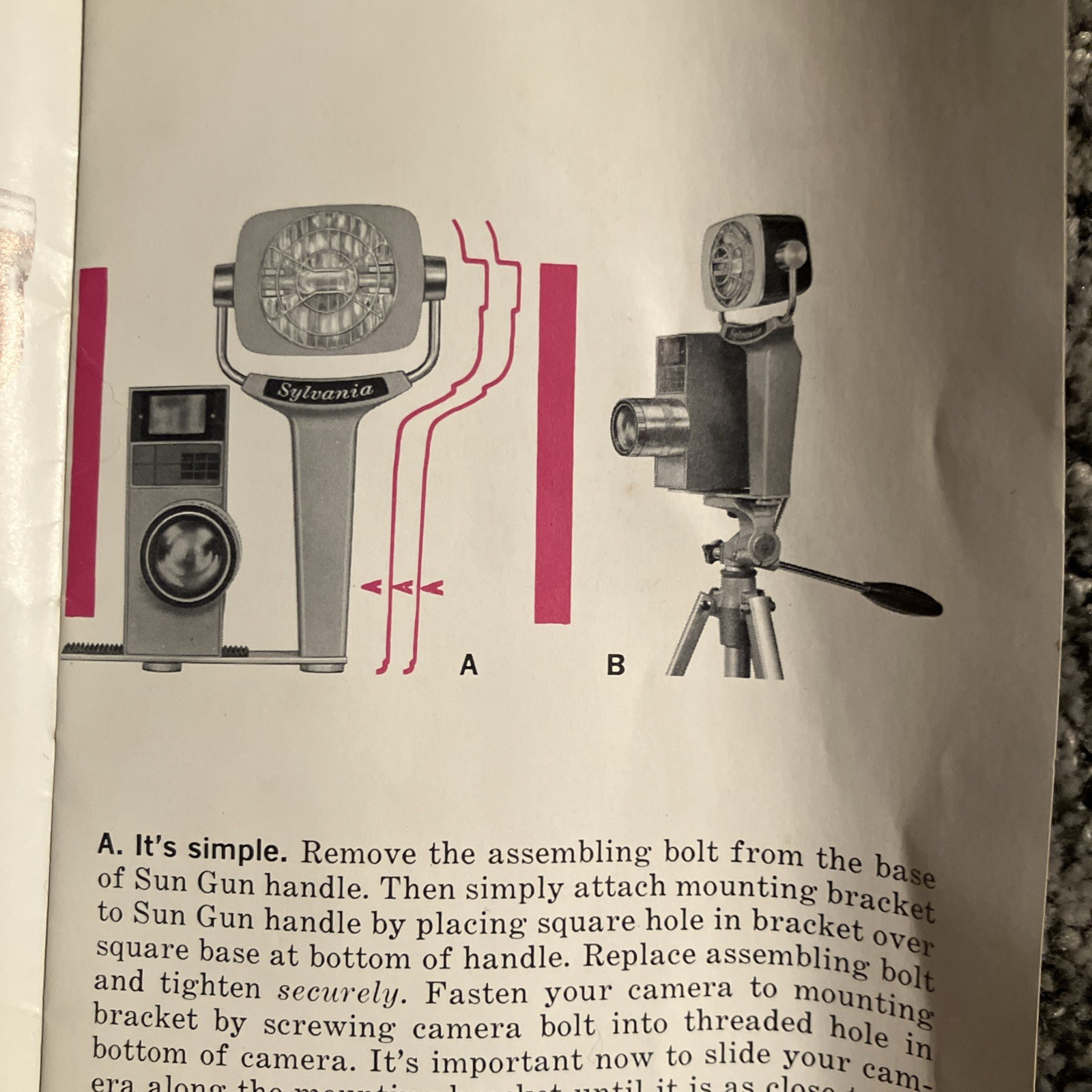 Vintage Sylvania Sun Gun Movie Light SG-1 Handheld Video Camera Lamp 120V Tested