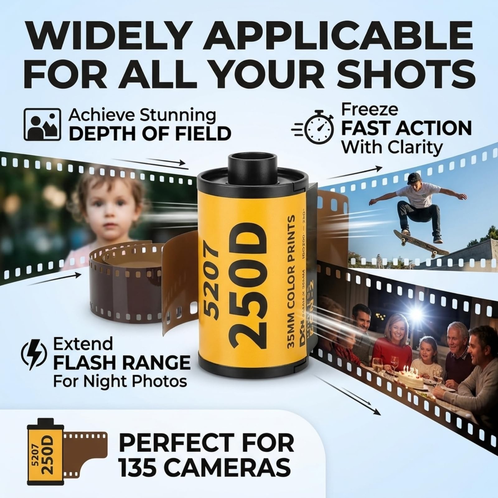 8 PCS 35mm Color Print Film Wide Exposure Range ECN 2 Roll For 135 Cameras
