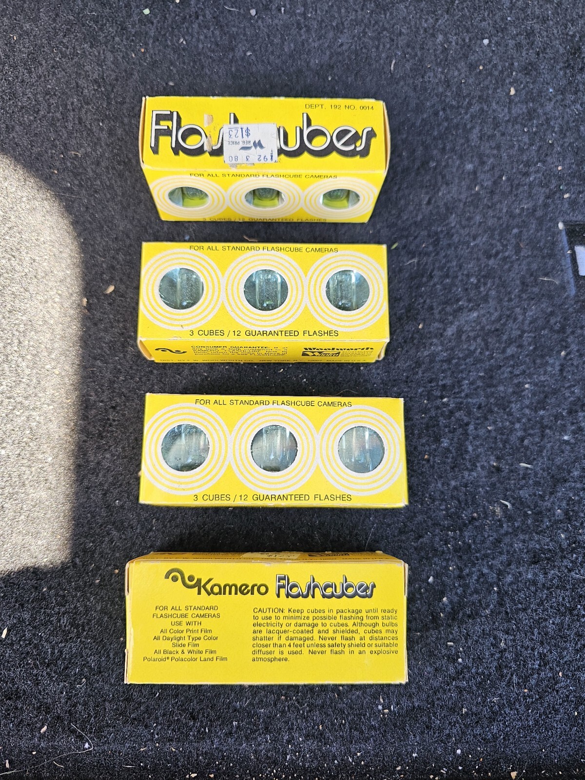 VTG Lot Of 4 Kamero Flashcubes Camera Flash Woolworth Boxes 12 Cubes