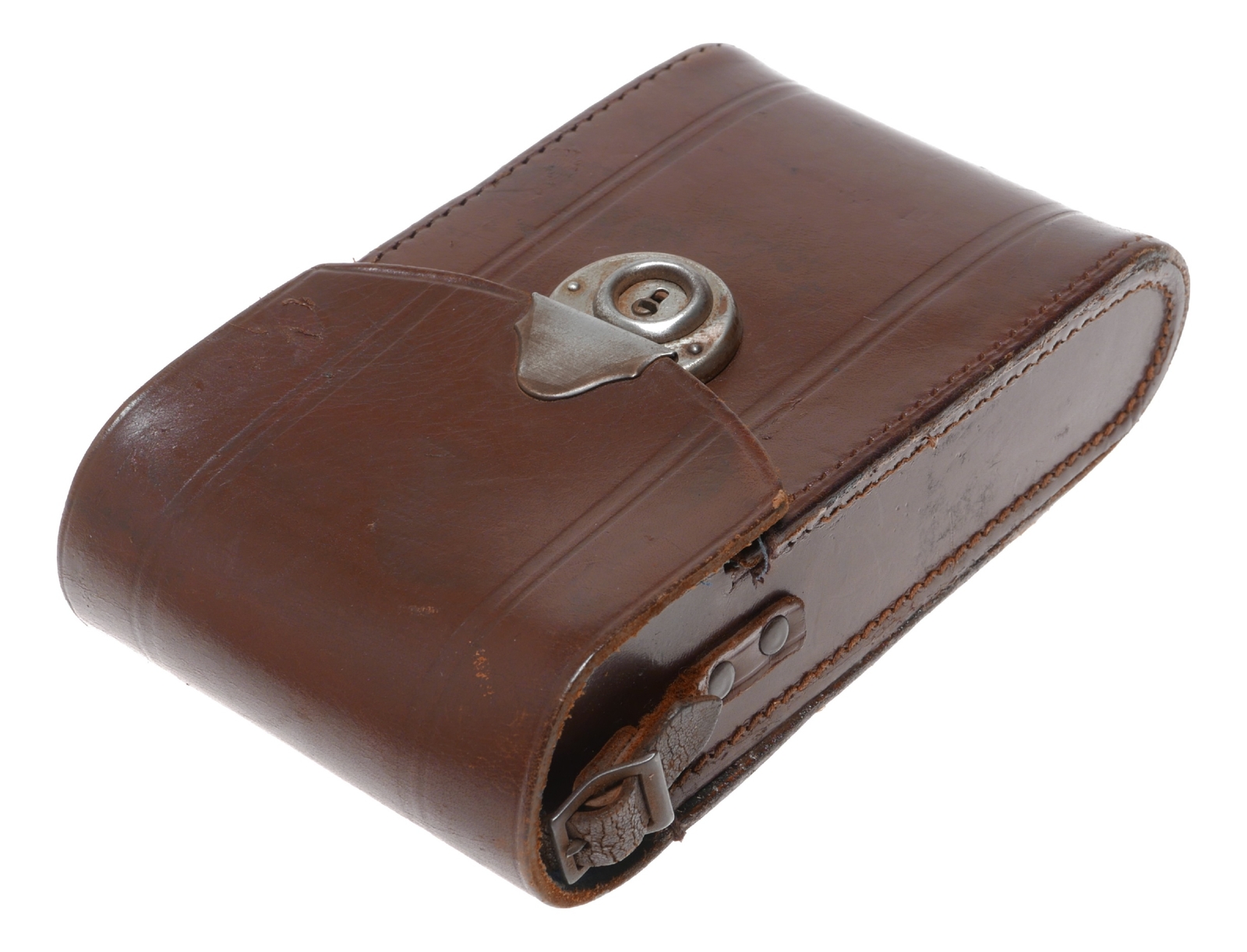 folding bellows camera vintage film antique leather case tan used