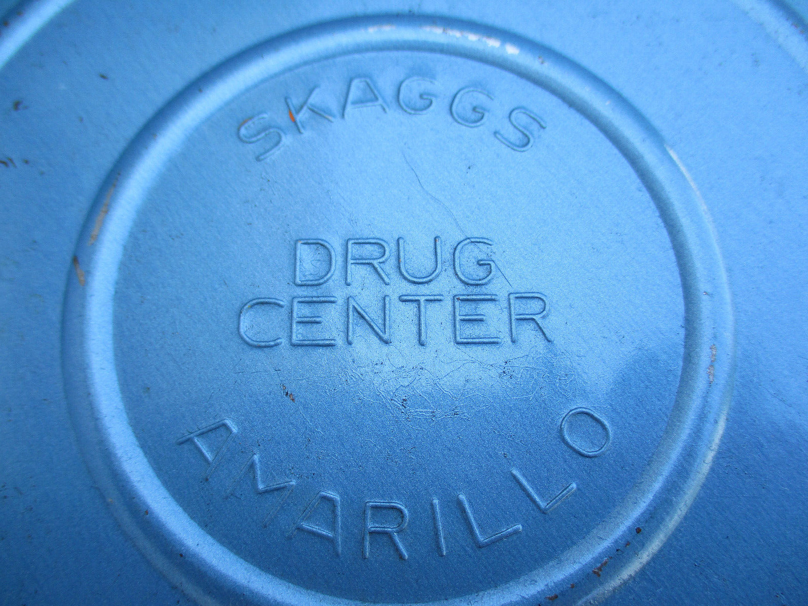 VINTAGE 1950s AMARILLO, TEXAS SKAGGS DRUG CENTER STORE FILM CAN with EMPTY REEL