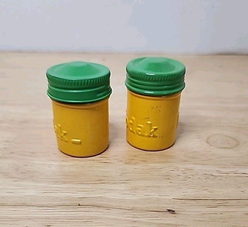 VTG Kodak Empty Embossed Metal Film Canisters With Empty Tri-X Film Rolls