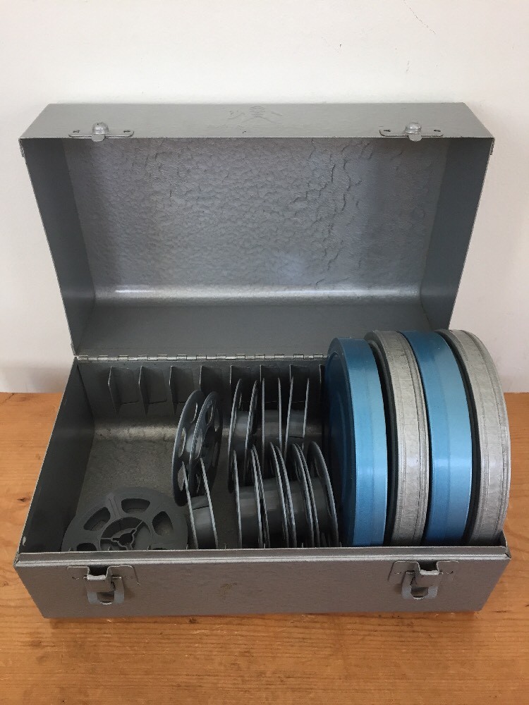 Vtg Lot of Brumberger Super 8mm Film Take Up Reels Canisters Industrial Era Case