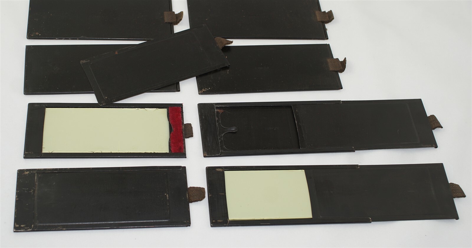 45x107mm Set of 12 Plate Holders marked AP Paris for Antique Stereo Camera