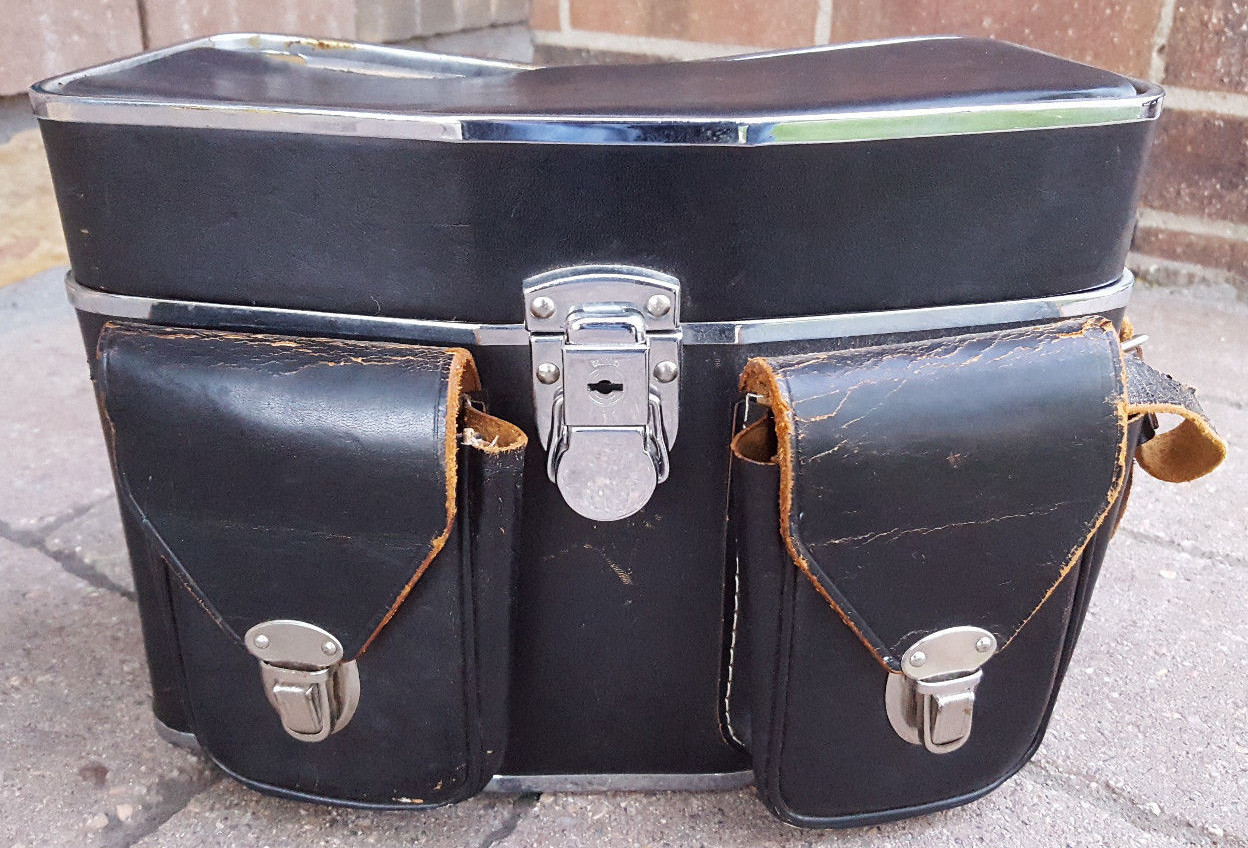 Vtg Camera Case-Black Genuine Top Grain Cowhide Leather-Handcrafted in Japan-Old