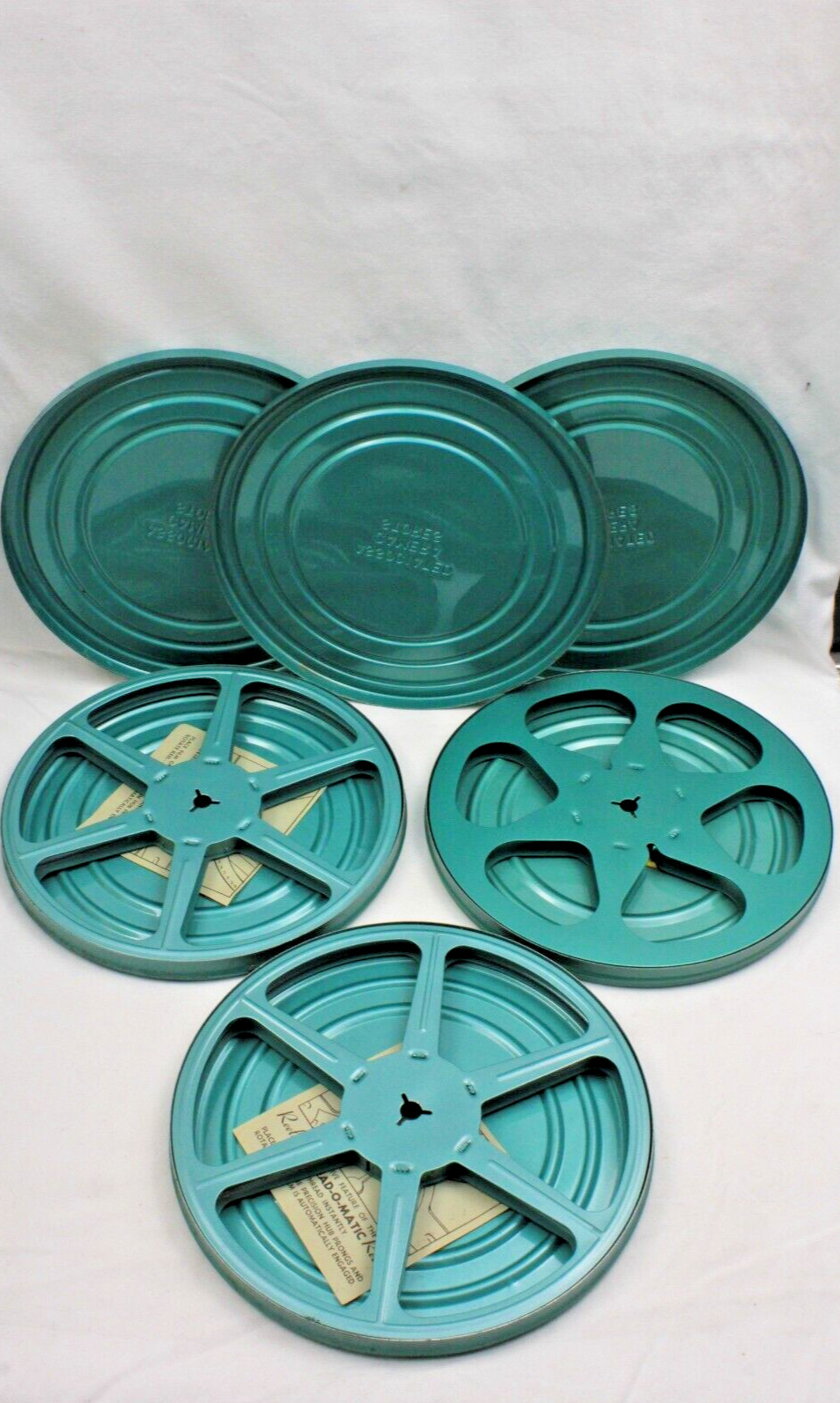 3 Reelane Thread-O-Matic Camera Film Reels Vintage Green 7”