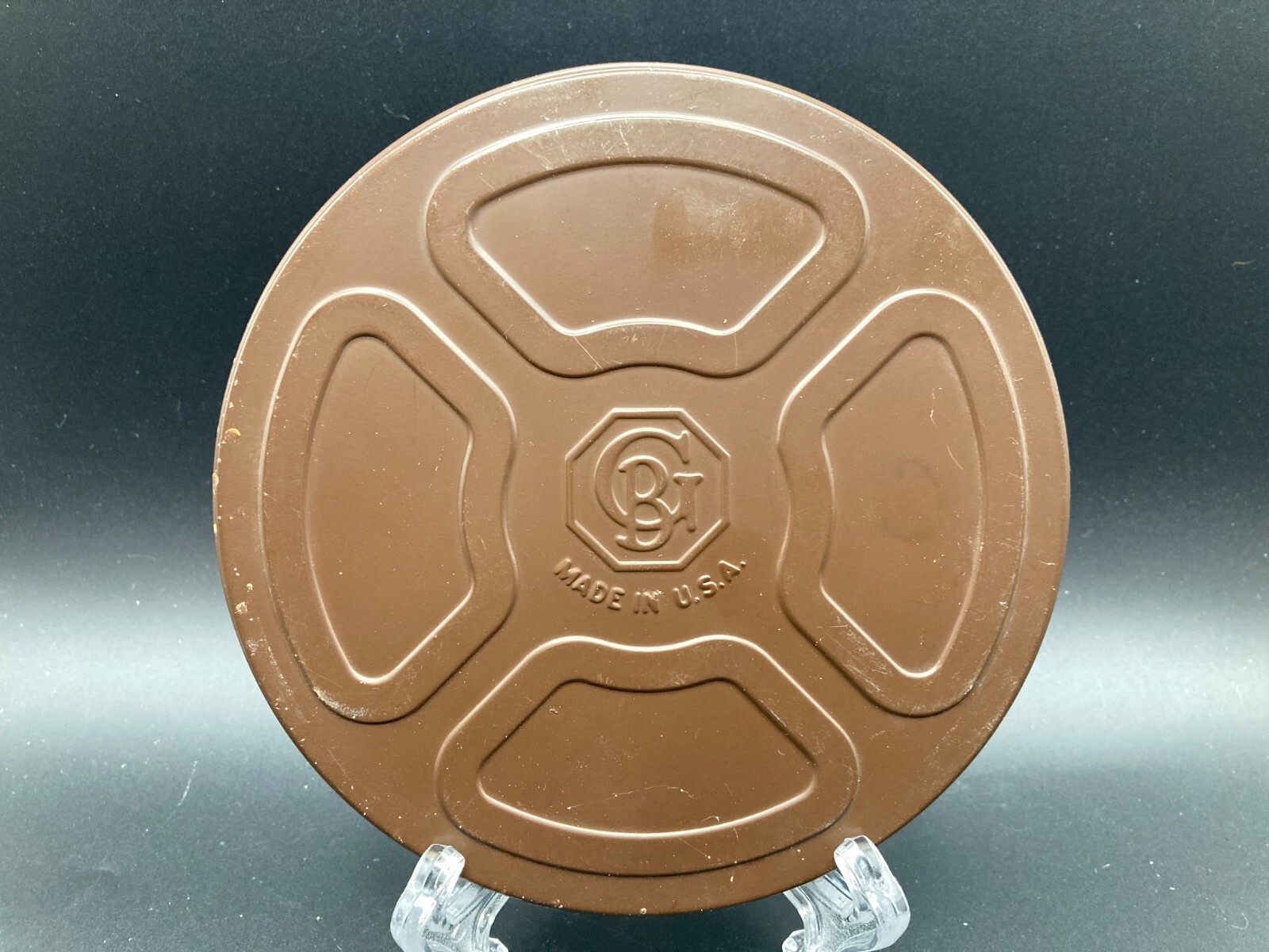 Vintage GB Brown Metal Film Can Canister 6″ Diameter