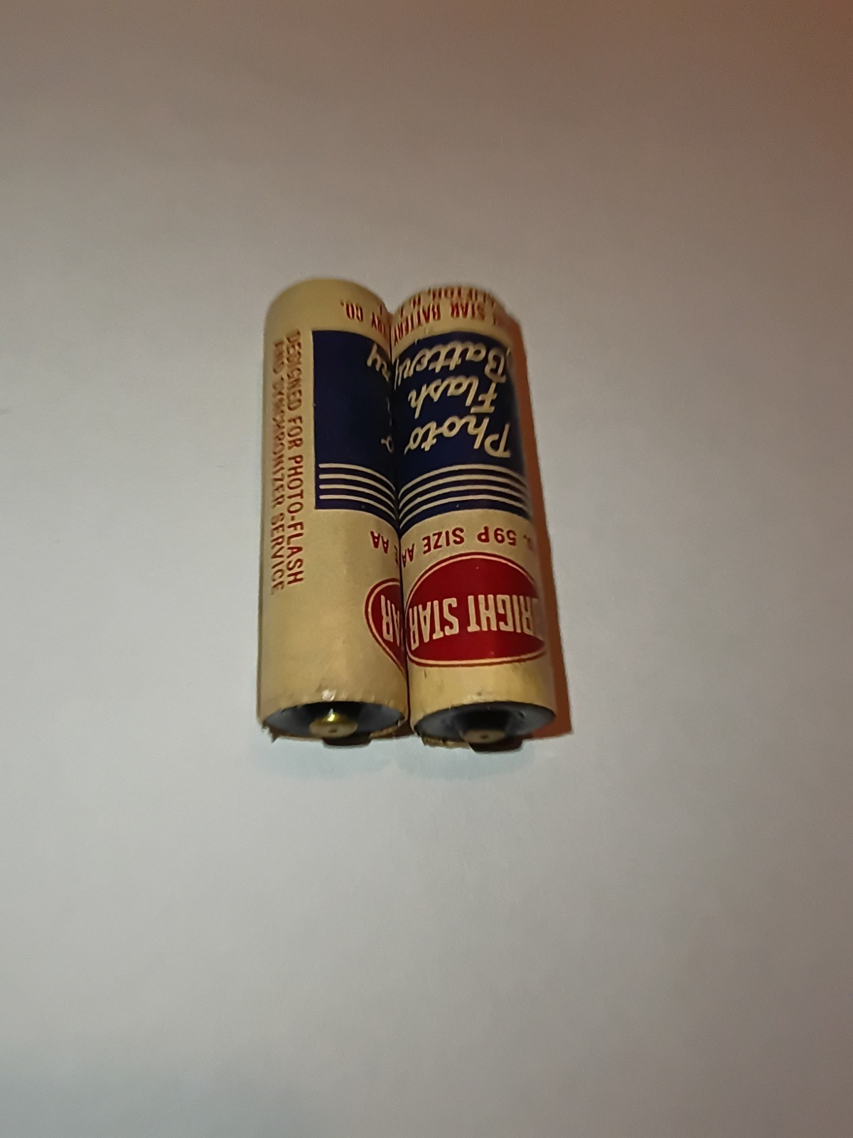 Vintage 1950s Bright Star No. 59P Photo Flash AA Batteries – Pair – Display Only