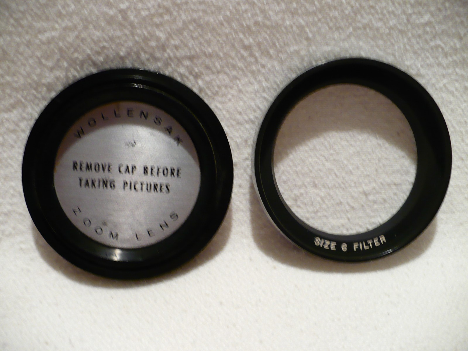 Vintage WOLLENSAK Zoom Lens Cover Cap & Size 6 Drop In Filter Ring