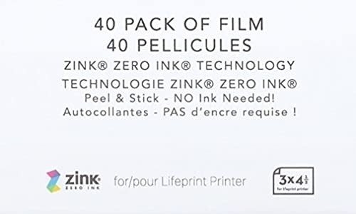 40 Pack of Film for Augmented Reality Photo and Video Printer. 3×4.5 Zero Ink…