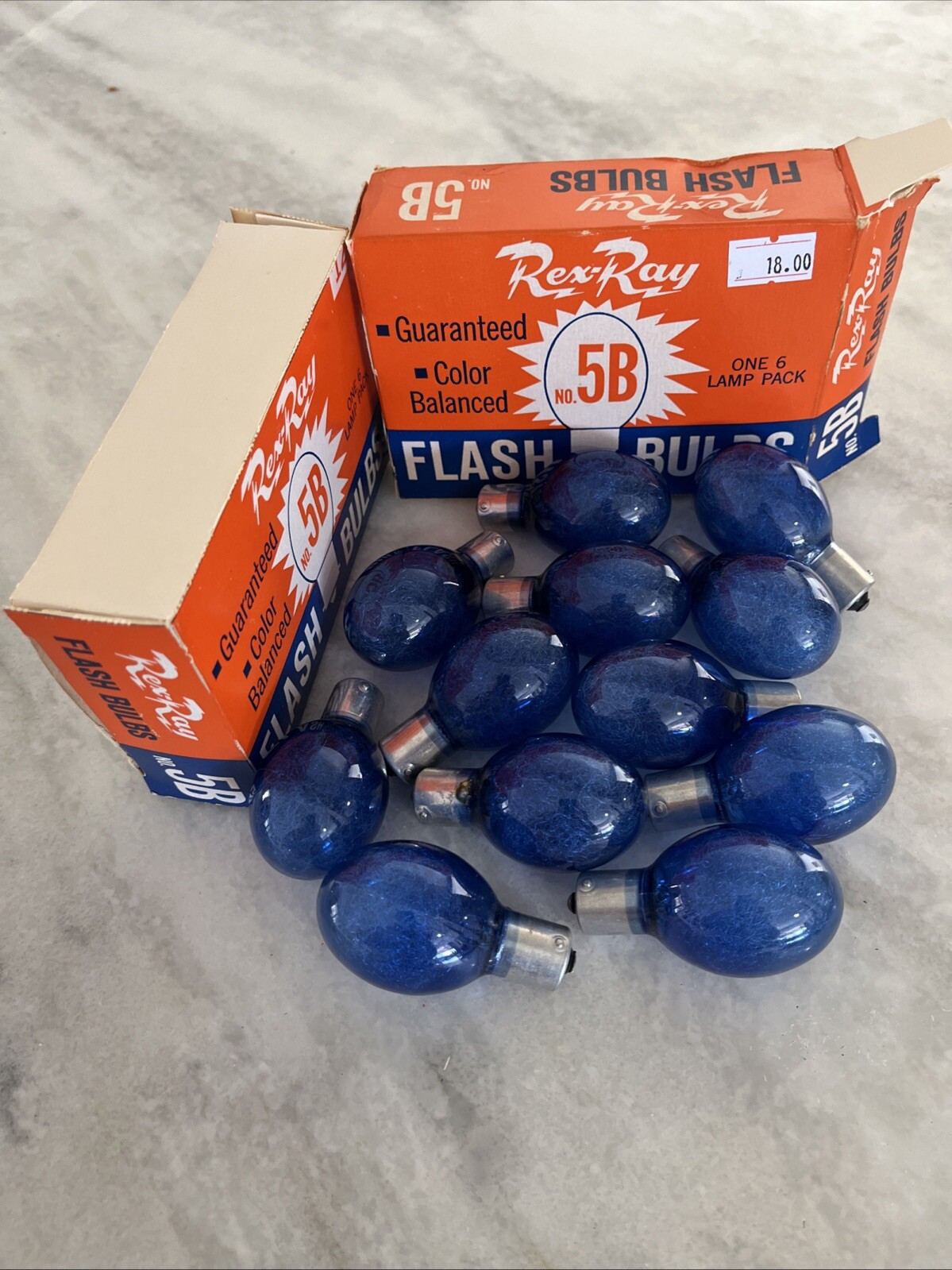 Rex-Ray No. 5B Flash Bulbs NEW Old Stock – Two Boxes of 6 Bulbs (12 Bulbs Total)
