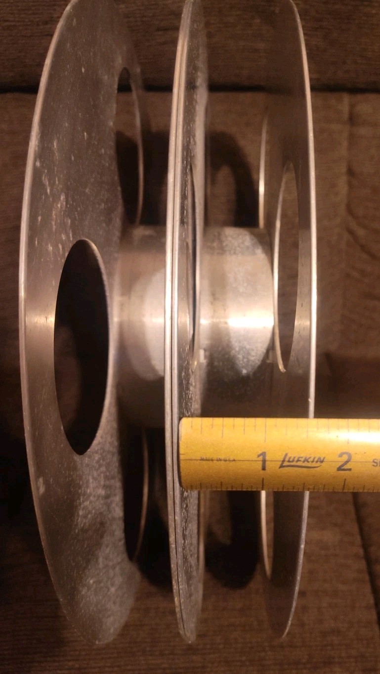 Lot Of 2 35MM Aluminum Goldberg Brothers Bros Film Reels 13 3/4″ Dia. Fixed HUB