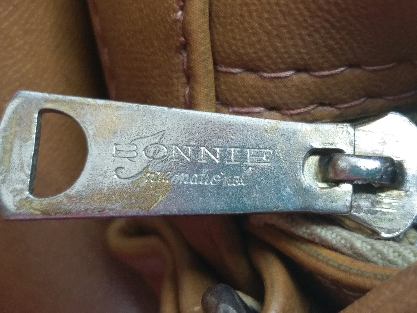 Vtg Bonnie International Camcorder Camera Bag Zipper Brown Tan Vinyl Shoulder