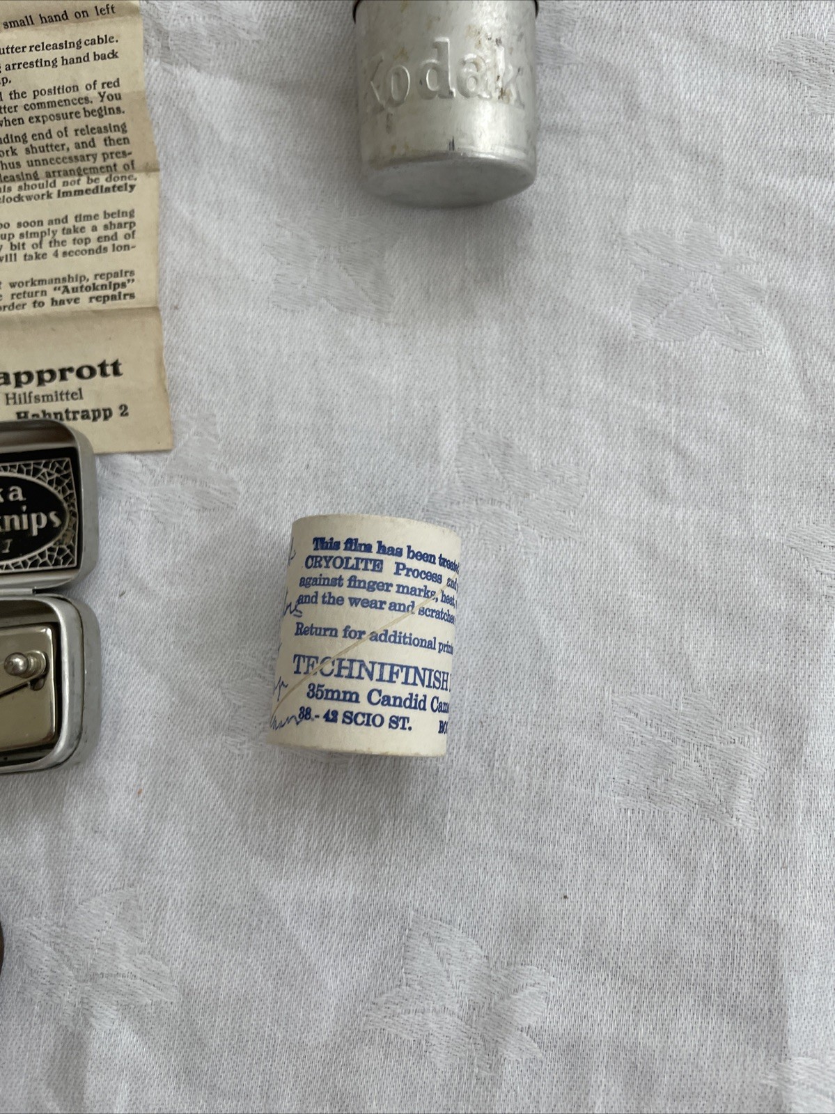 Vtg Mixed Lot Haka Autoknips Model I Germany/3Kodak Tins 1 Lens 2 Rolls READ