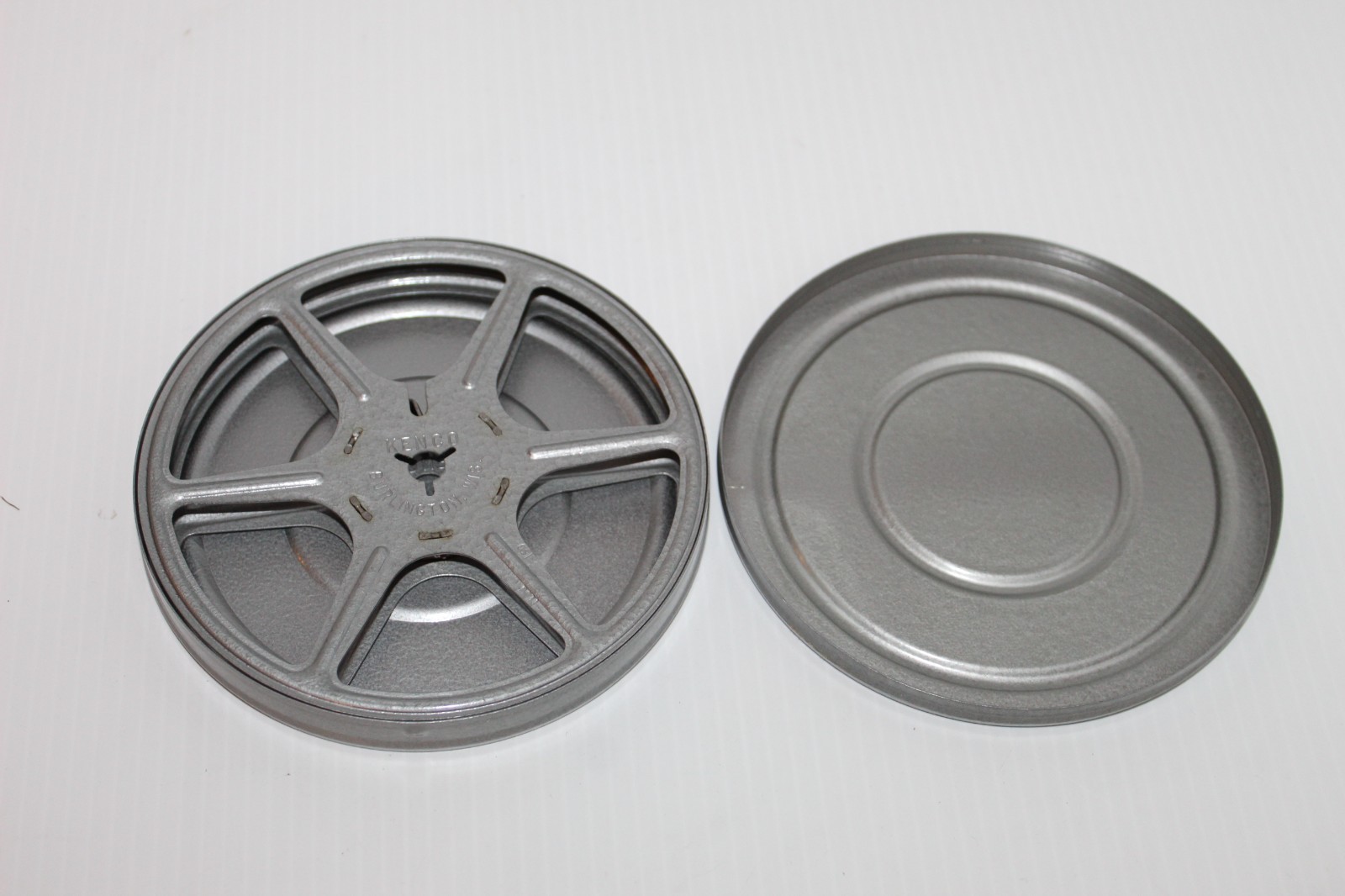 Vintage Kenco 8mm Film Canister 5″ EMPTY Reel Tin Canister Burlington Made USA