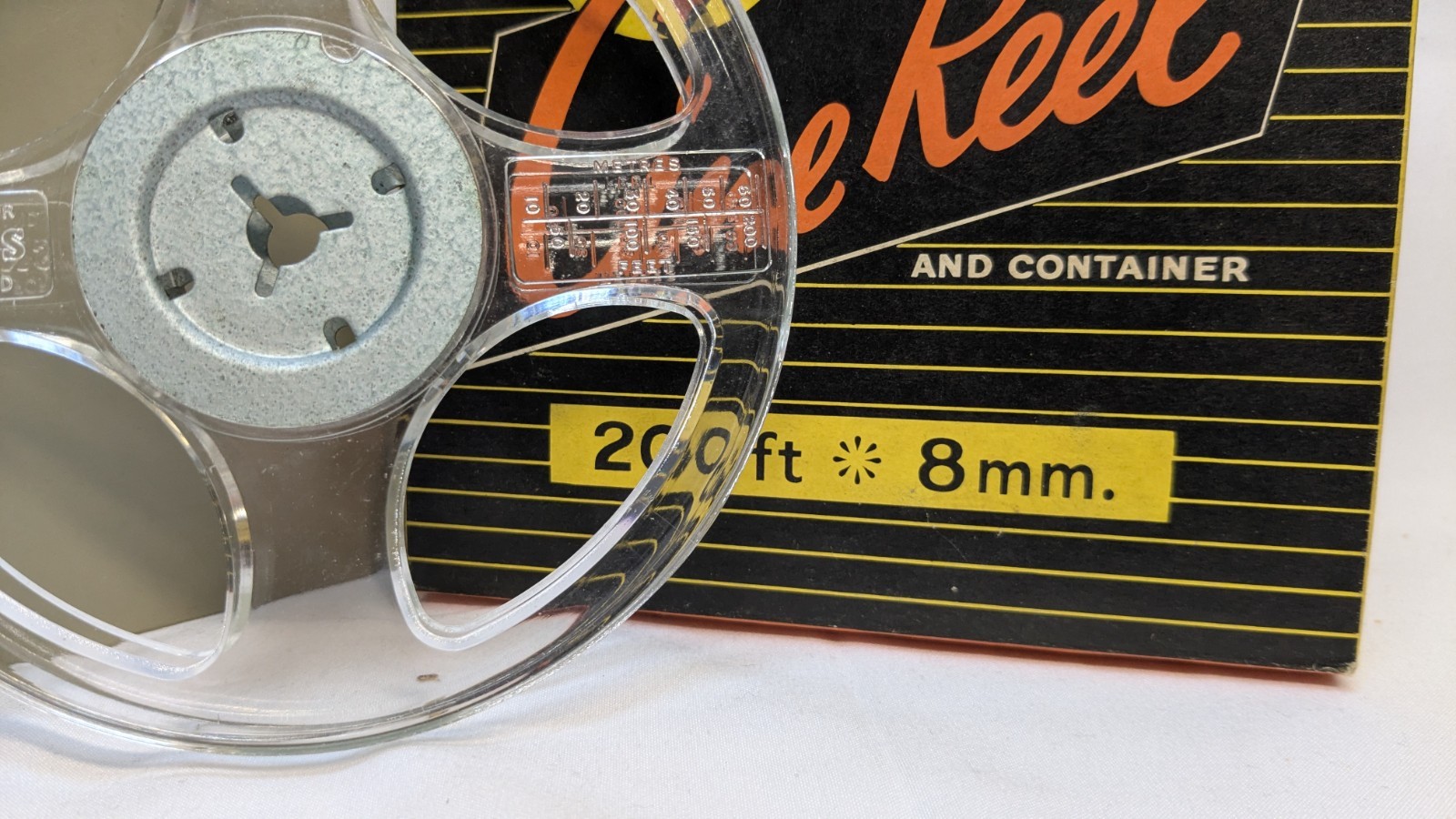 1x 5″ / 200FT 8mm JOHNSON Reel & BOXED Cine Film Reel Empty Take Up Spool