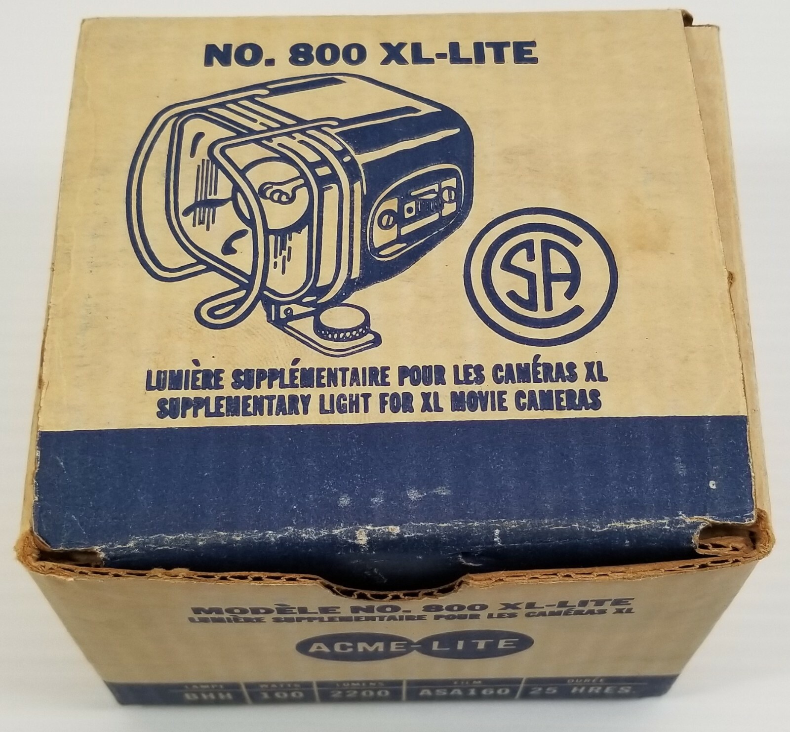 Vintage Acme Lite Model 800 XL–LITE Supplementary Light Movie Camera 100 Watts