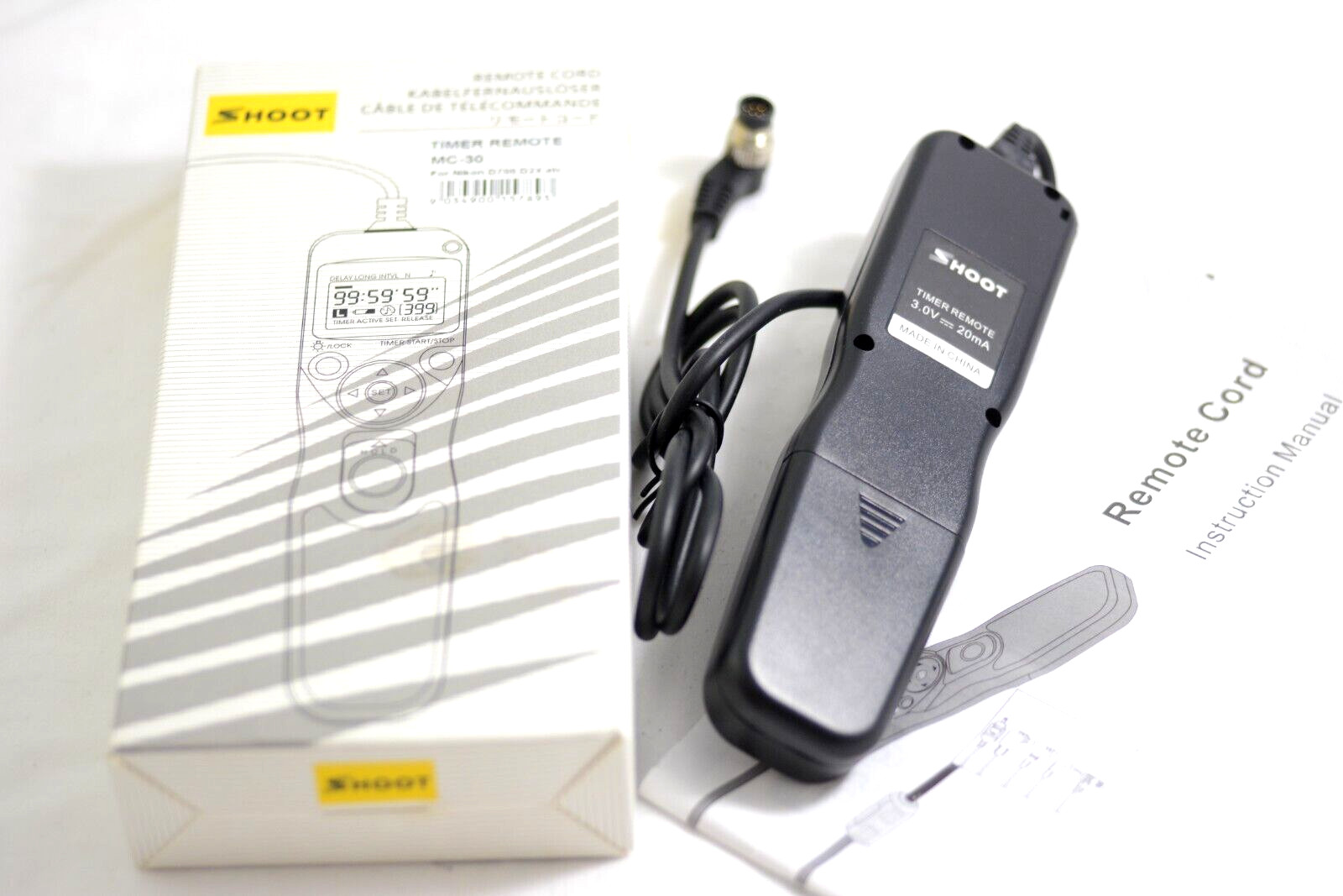 SHOOT TIMER REMOTE CORD MC-30 FOR NIKON CAMERAS WITH BOX AND INSTRUCTIONS