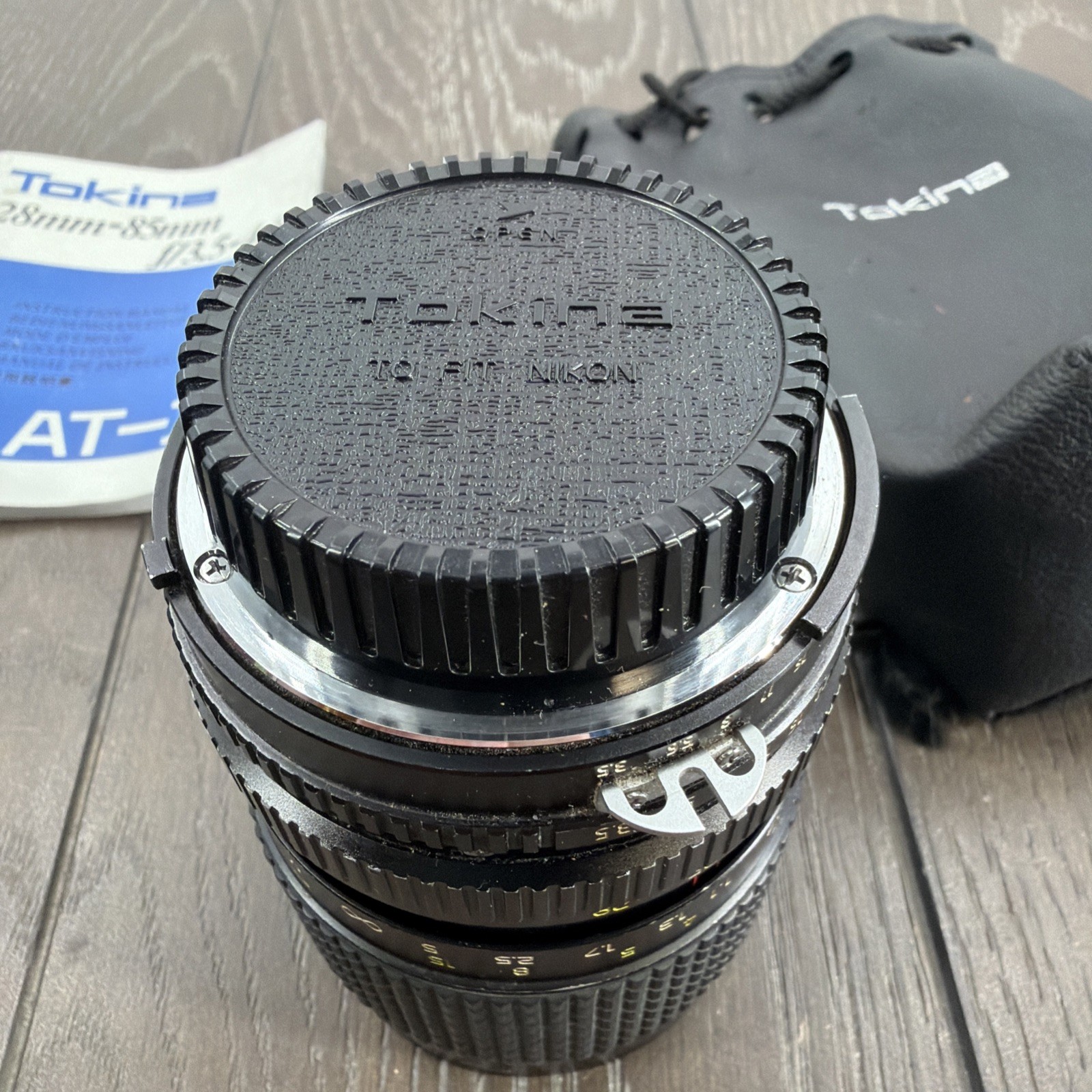 Tokina AT-X 1:3.5-4.5 28-85mm Nikon F Mount Camera Lens, UV Filter, Case.