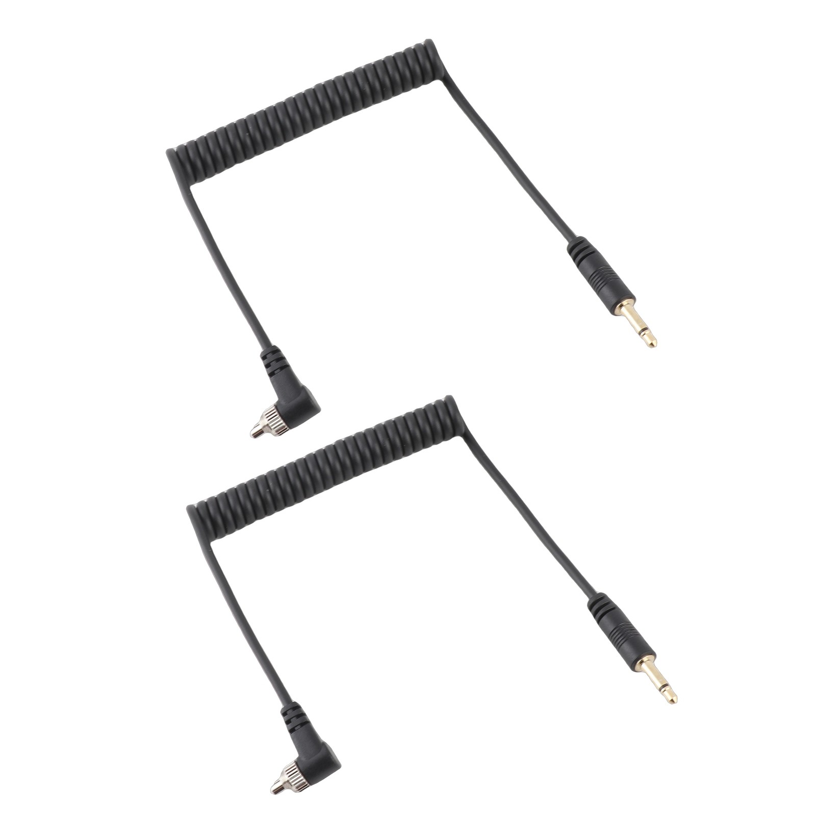 2pcs Universal 3.5mm To Male Flash PC Sync Cable Coiled Cord With Screw Lock For