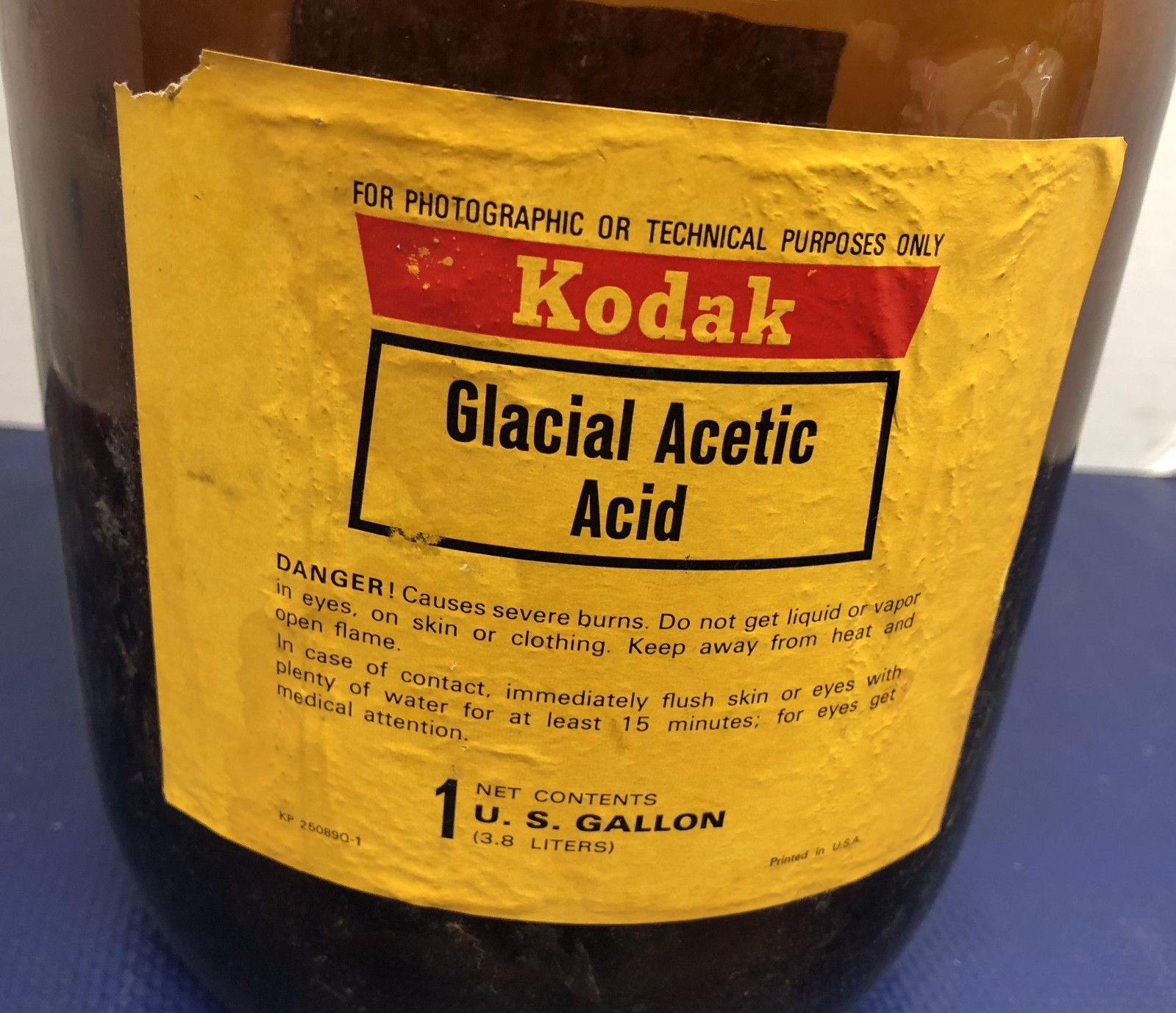 Kodak One Gallon Brown Amber Glass Bottle Jug vintage camera glacial acetic acid