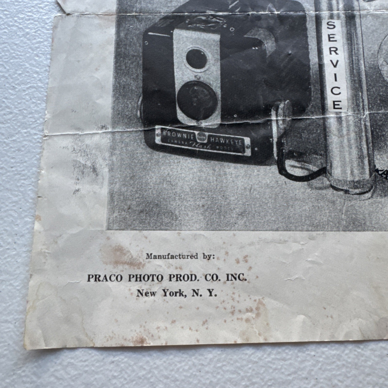 Brown Hawkeye Flash Model Camera Prado Photo Prod. Co. Advertising Sheet Vintage
