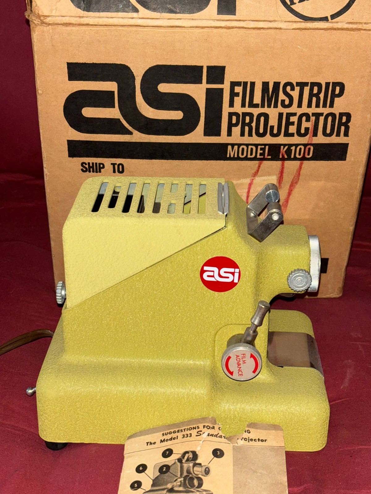 ASI Filmstrip Film projector 300-A 8 automotive auto car films 19 records School