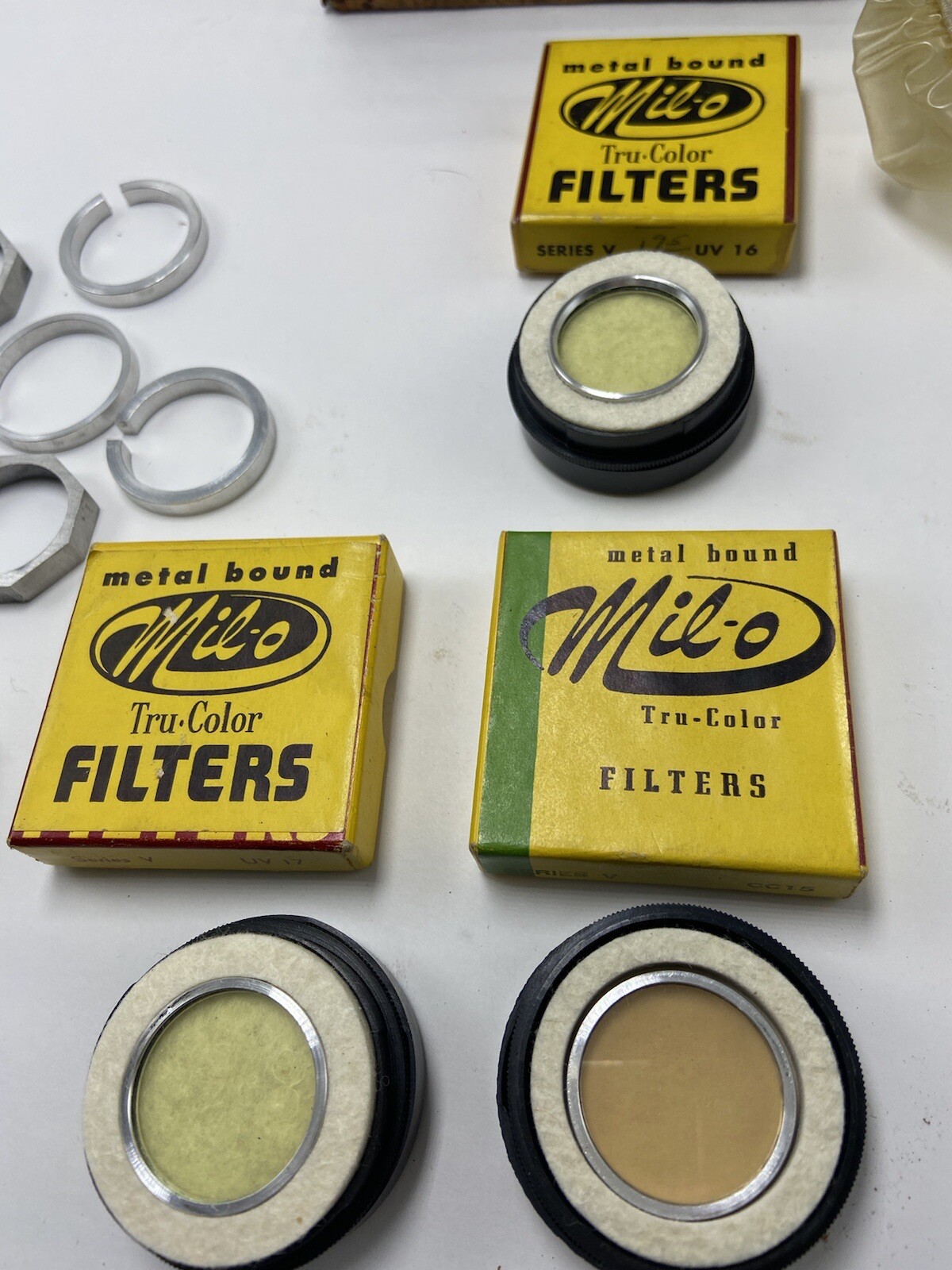 Lot Vintage Antique Camera Accessories Milo Filters Clamps Case No Camera