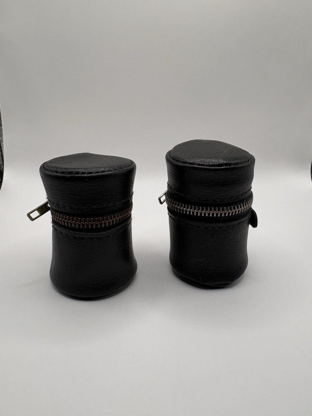 Vintage Camera Strap Black Leather 35mm Film Roll Storage Holders Lot Of 2