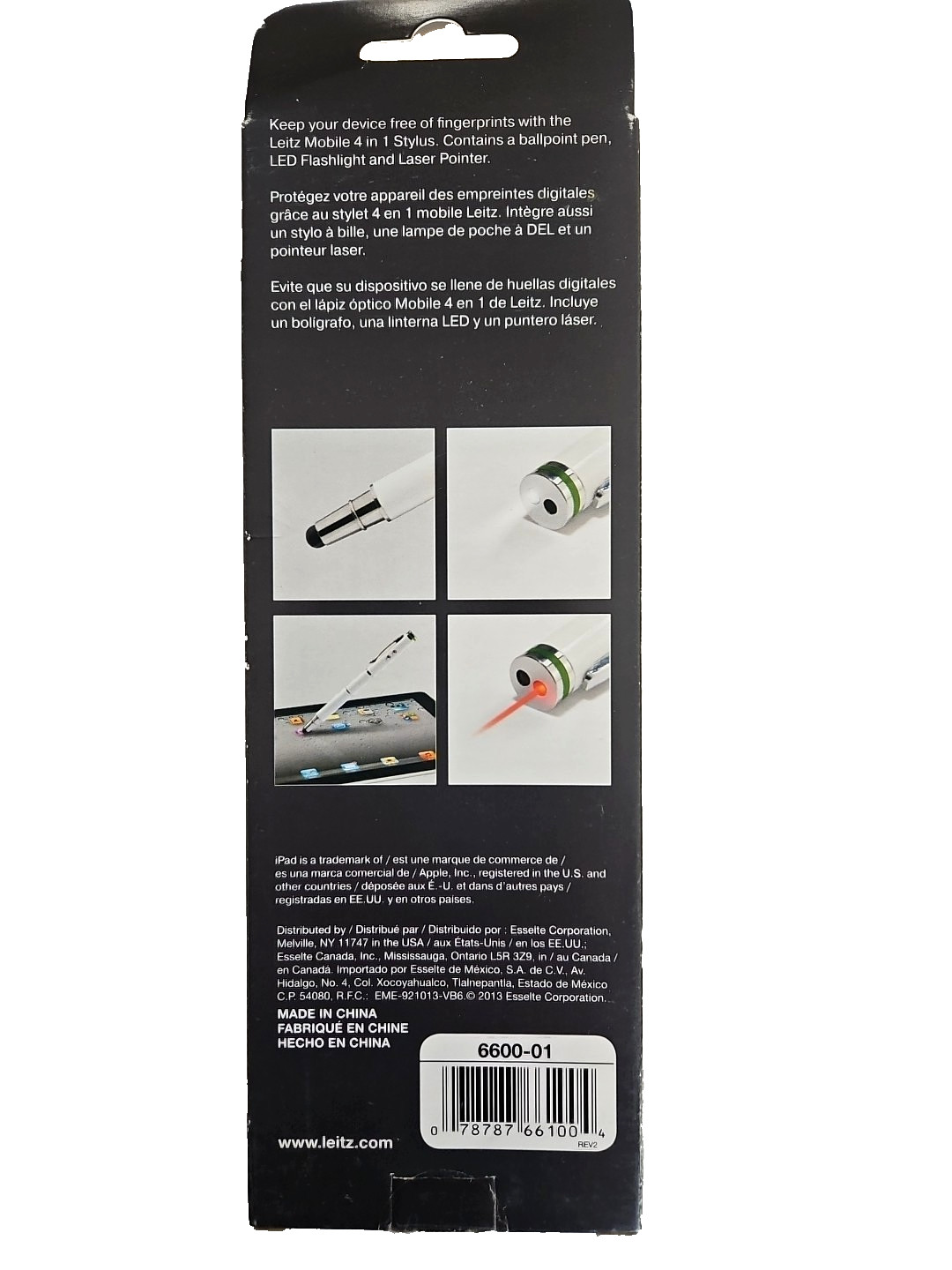 Leitz Mobile 4 in 1 Stylus for Touchscreen Devices 6600-01 New Sealed (White)