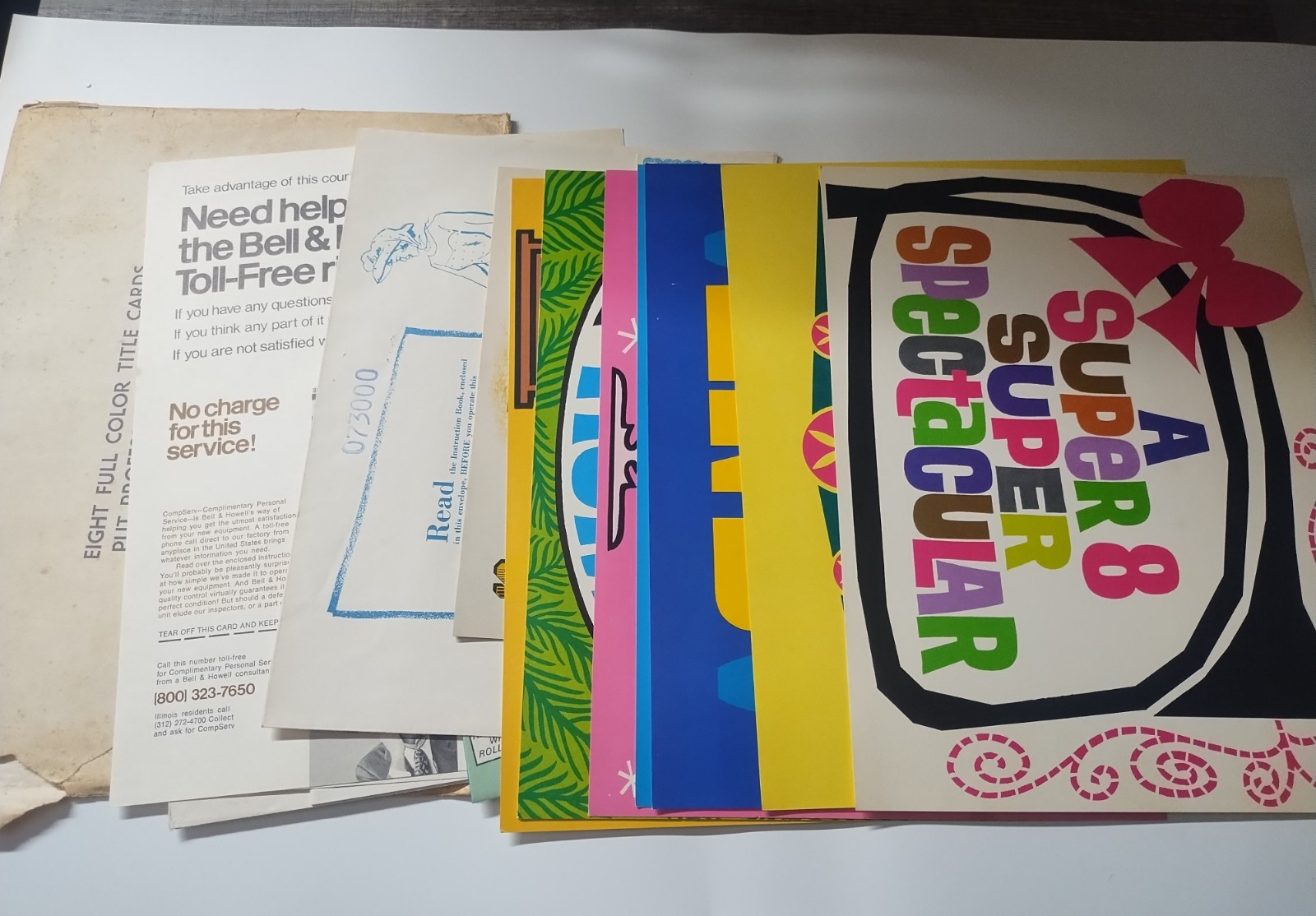 Vtg 1971 Bell & Howell 8 Full Color Title Cards Home Movies Intermission & More