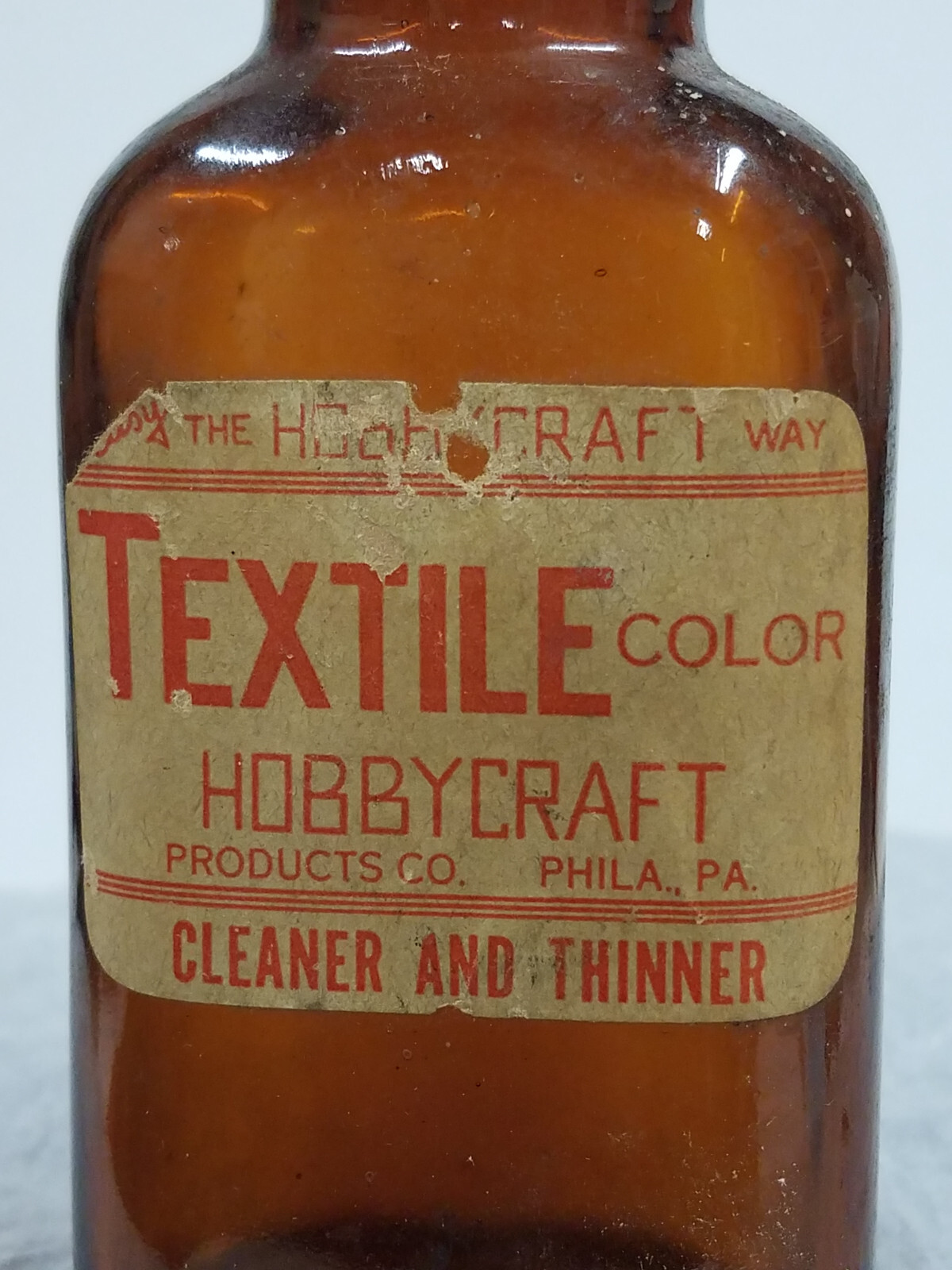 Vintage Hobbycraft Cleaner and Thinner Bottle Philadelphia PA Empty Bottle w Cap