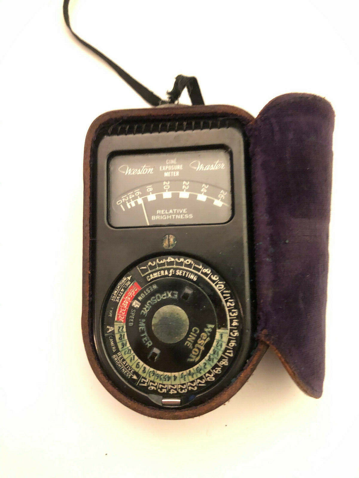 VINTAGE WESTON MASTER CINE EXPOSURE METER MODEL 720 WITH CASE & STRAP Great Cond