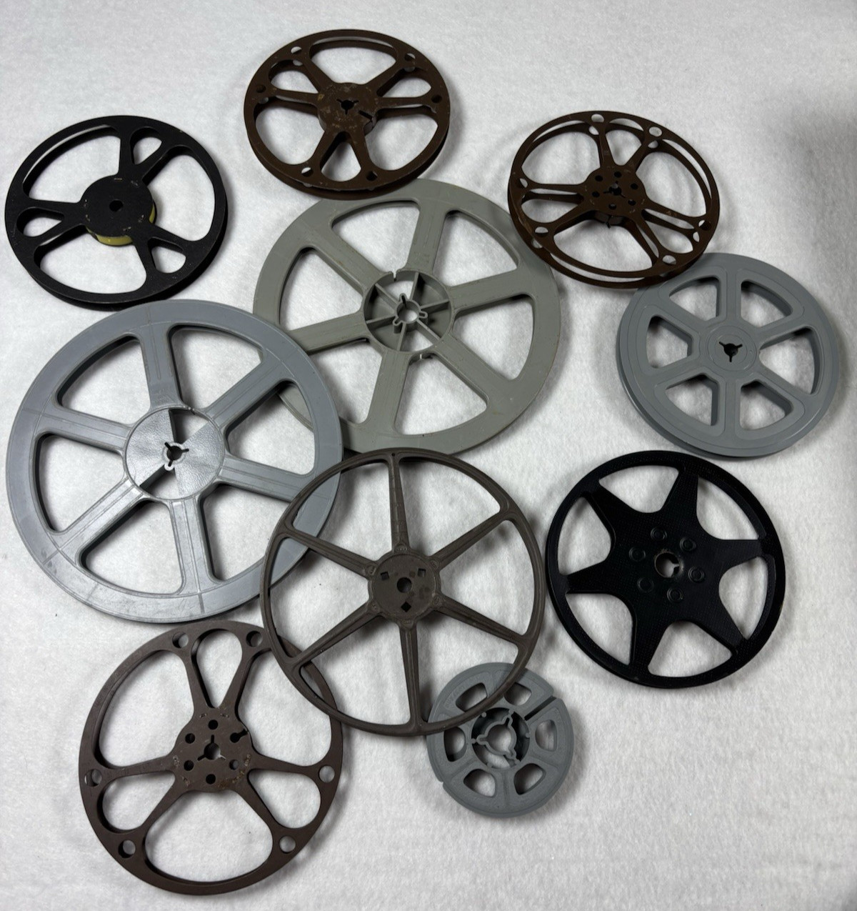 Lot of 10 Vintage Film Reels Mixed Sizes Empty Movie Theater Decor Props