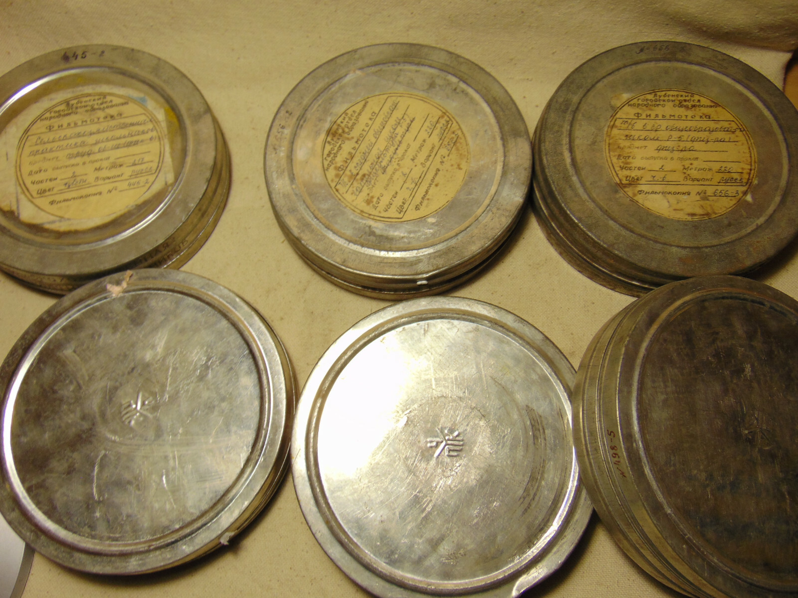 7pc empty 16mm Metal film DOUBLE can 7″ 400ft movie reel storage tin canister 18