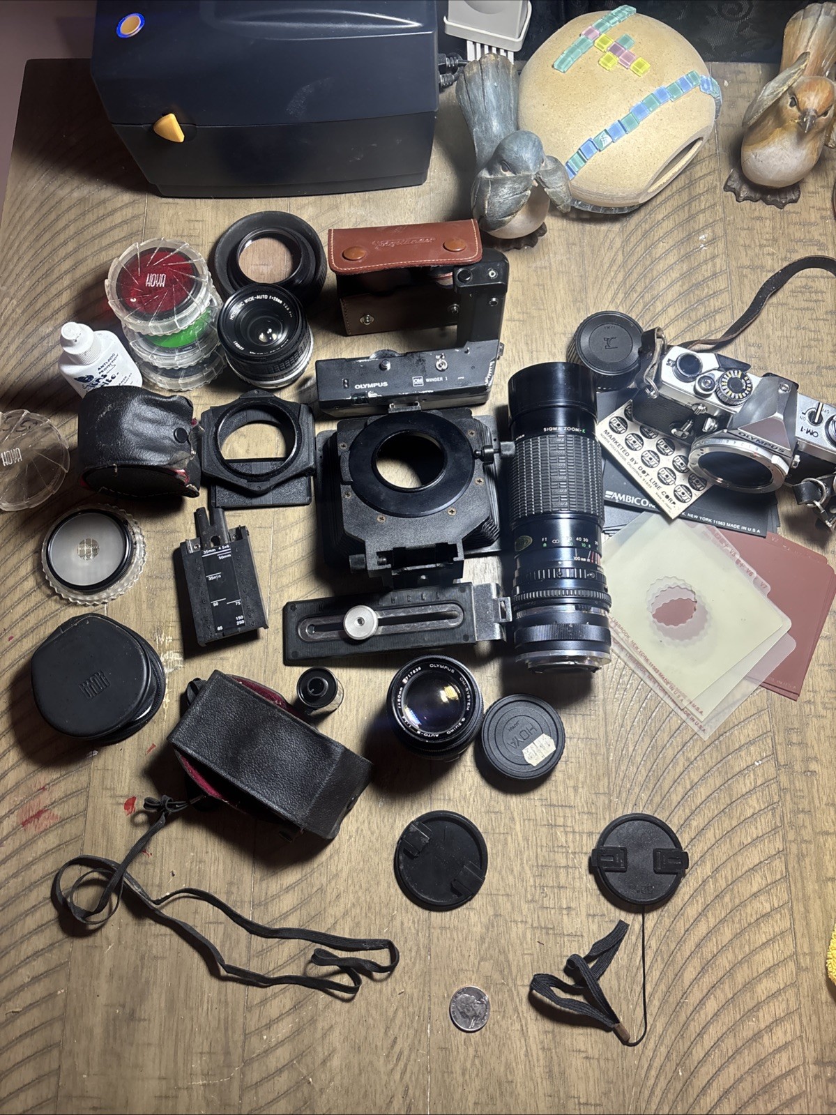 Vintage Camera Accessories Lot. Olympus 0M-1