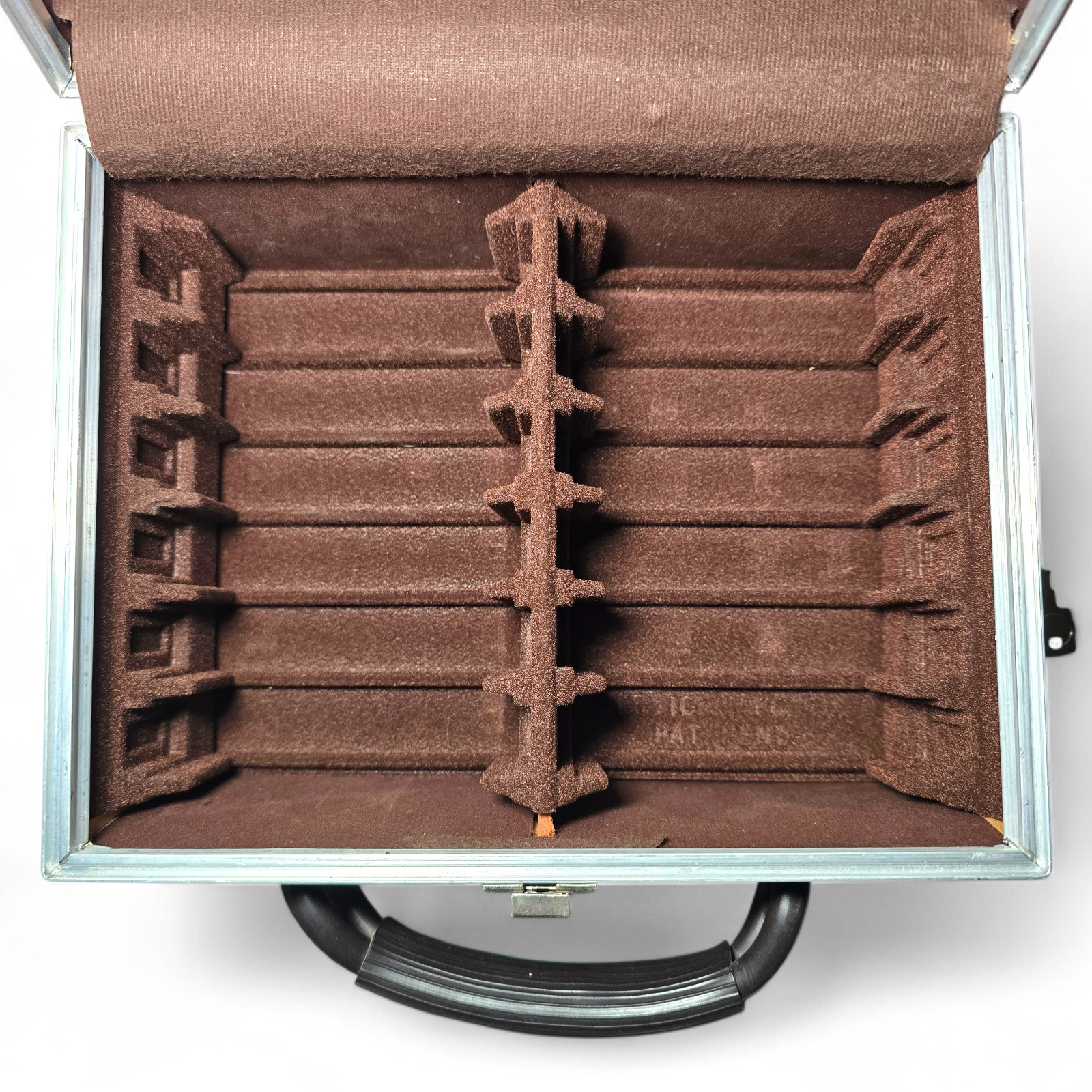 VTG Brown Vinyl Film Reel Storage Case w/ 12 Slots, Foam Inserts & Locking Clasp